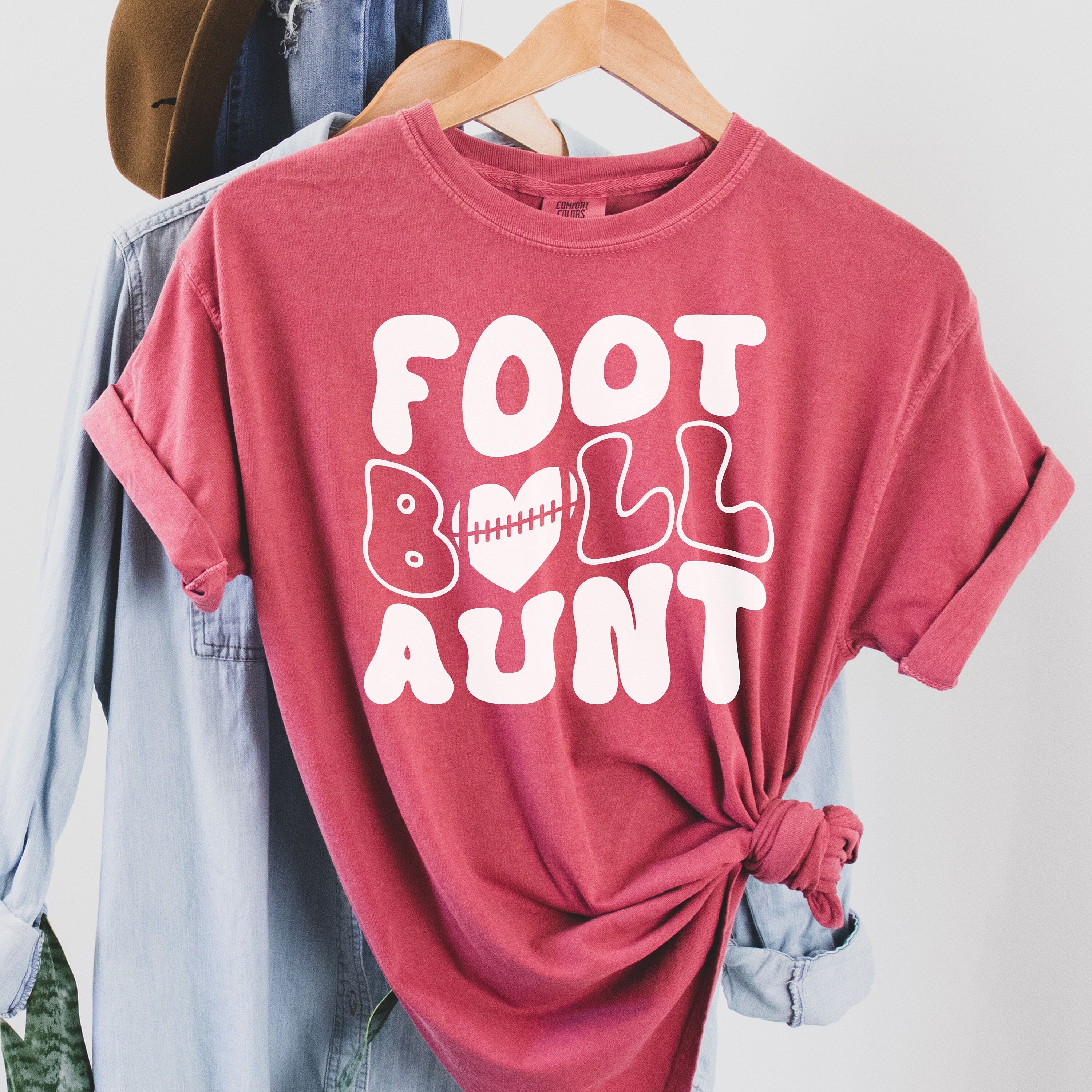 Loud Proud Football Aunt Shirt, Groovy Football Aunt Shirt