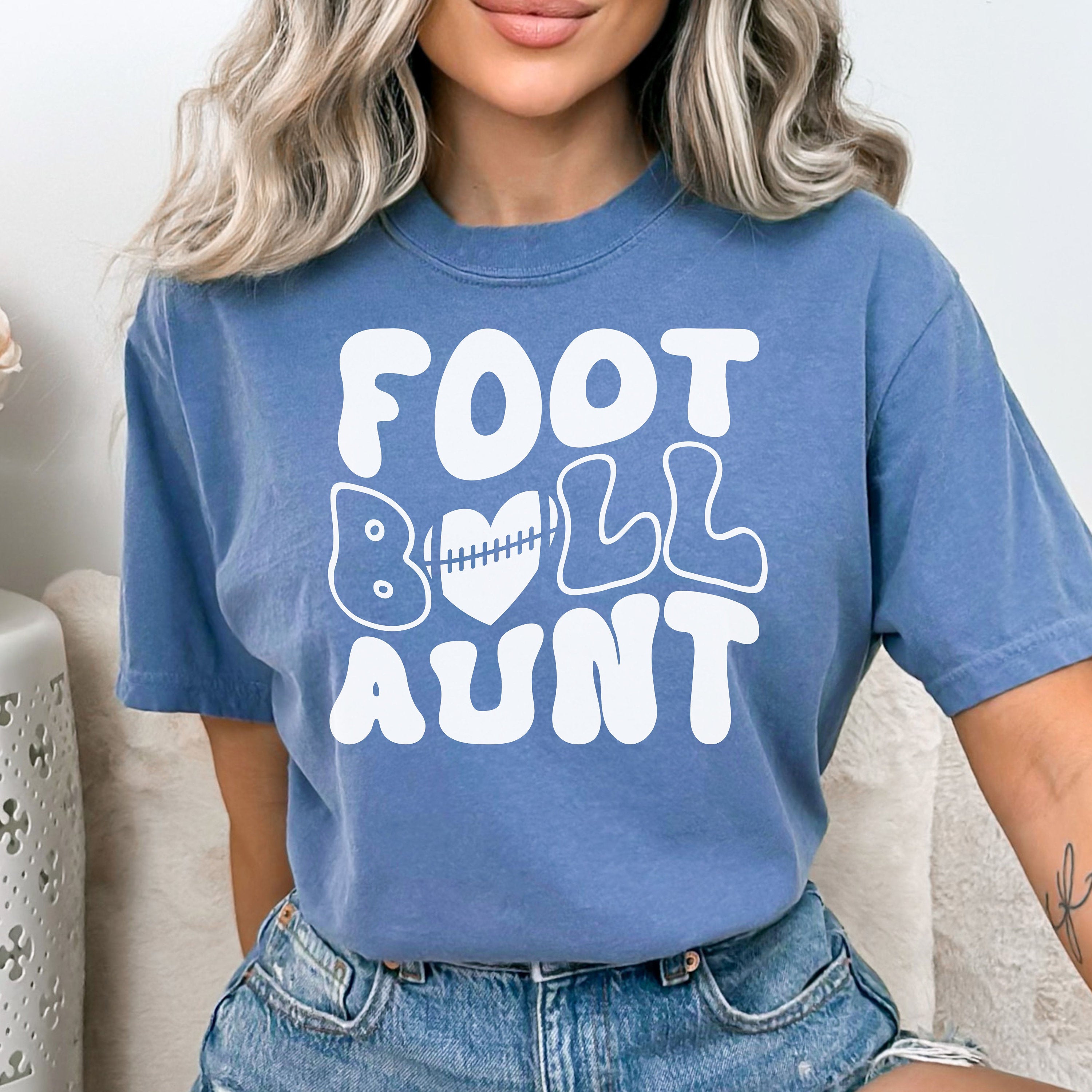 Loud Proud Football Aunt Shirt, Groovy Football Aunt Shirt