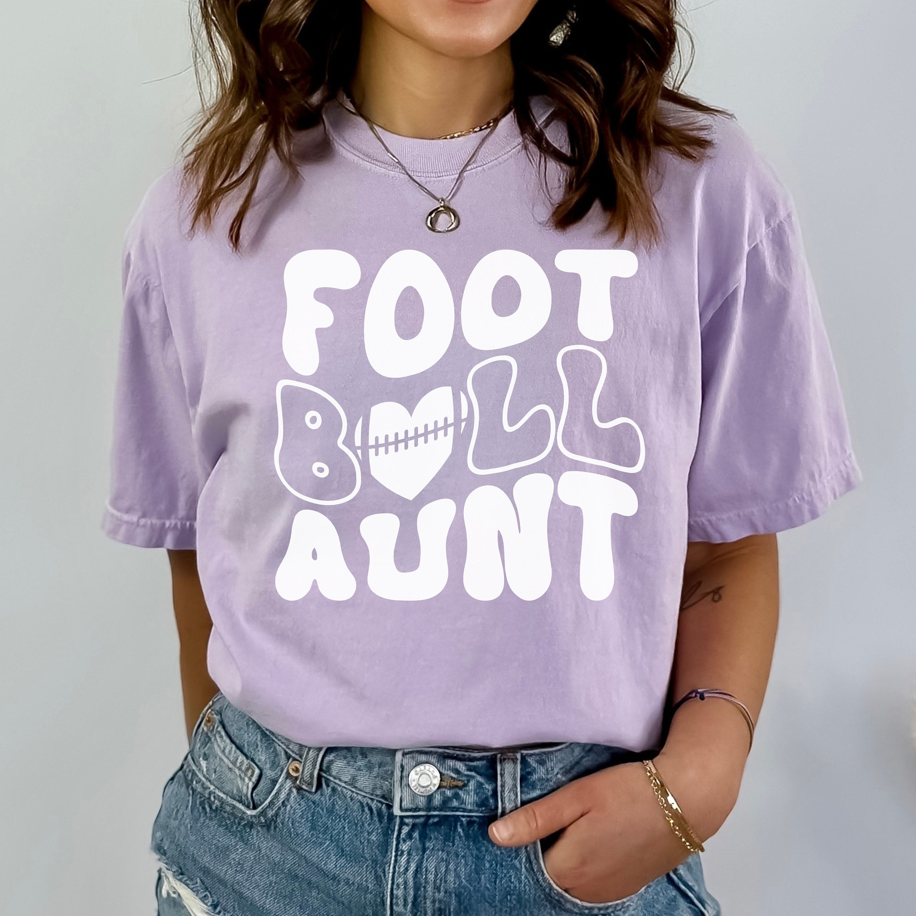 Loud Proud Football Aunt Shirt, Groovy Football Aunt Shirt