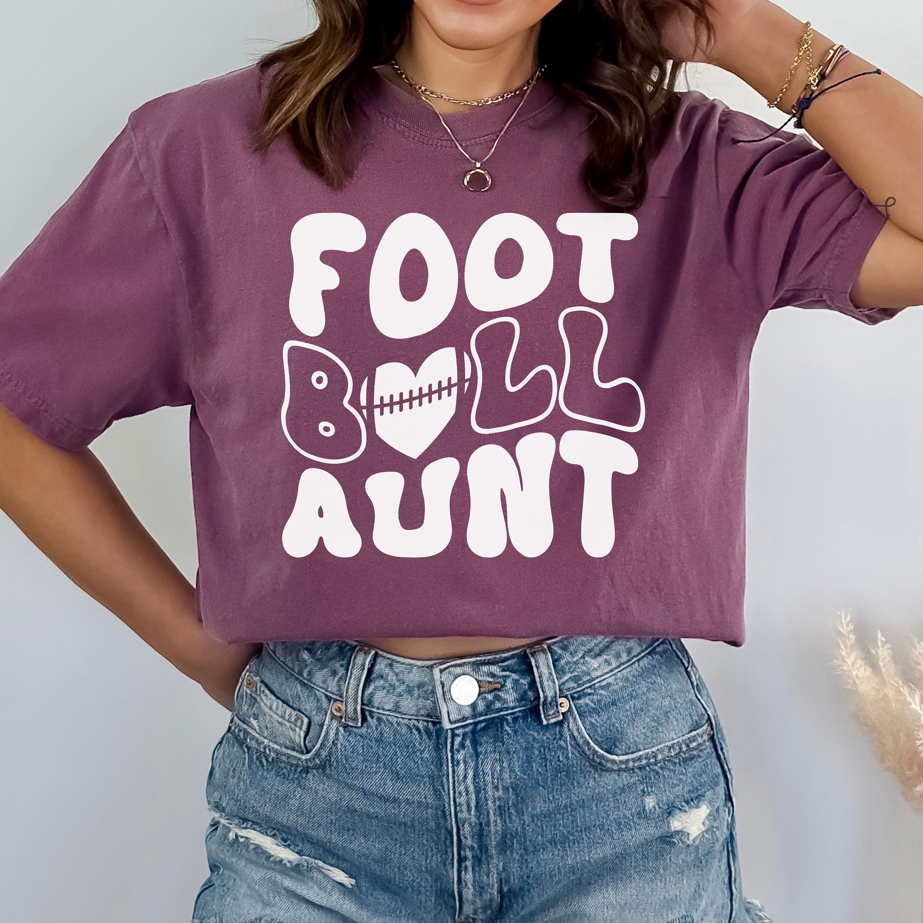 Loud Proud Football Aunt Shirt, Groovy Football Aunt Shirt