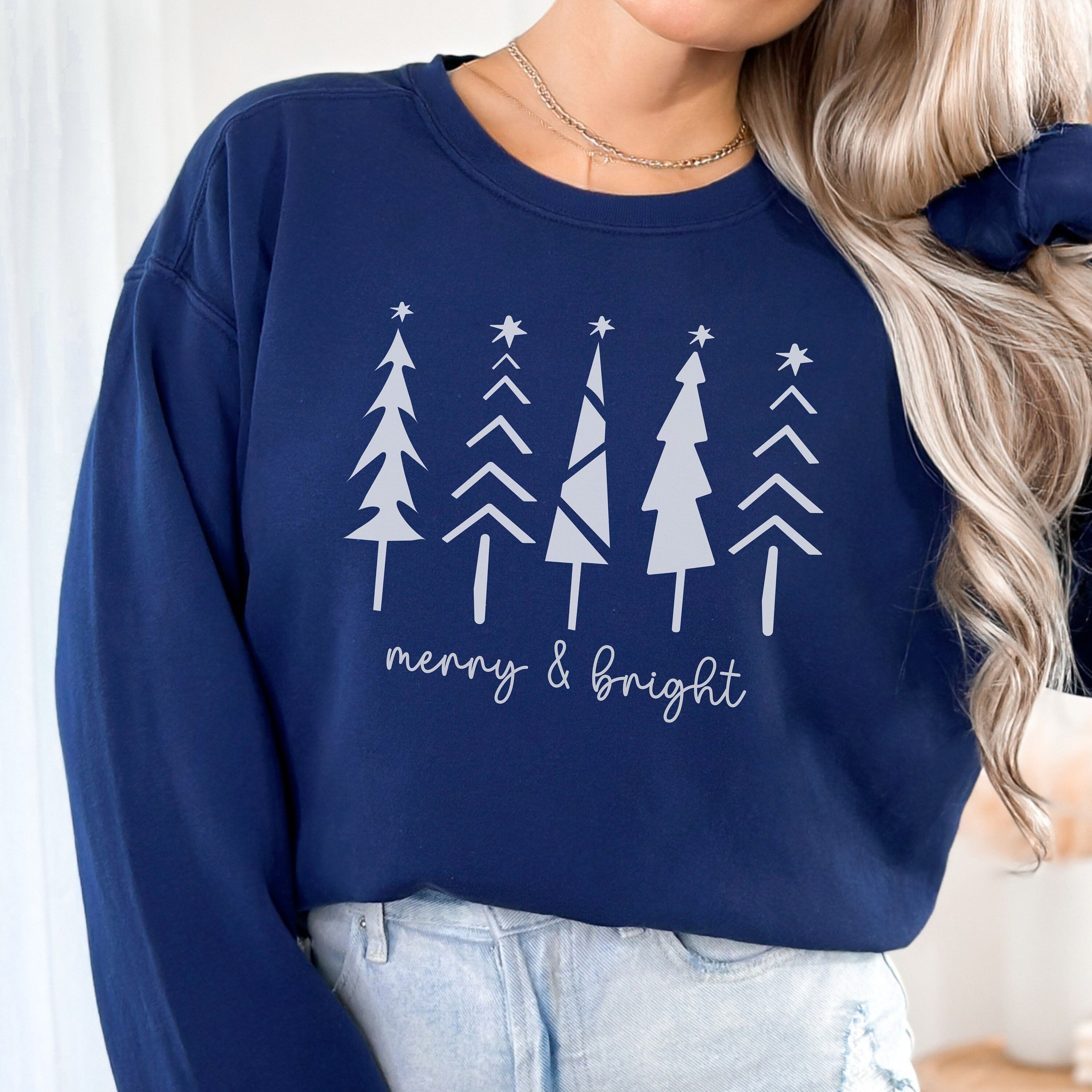 Comfort Colors Christmas Tree Sweatshirt, Merry and Bright Sweater