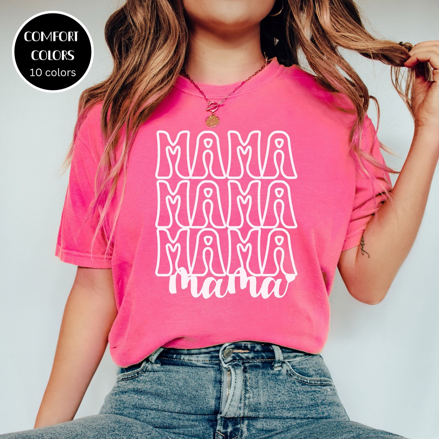 Comfort Colors Mama Shirt, Groovy Mom Shirt