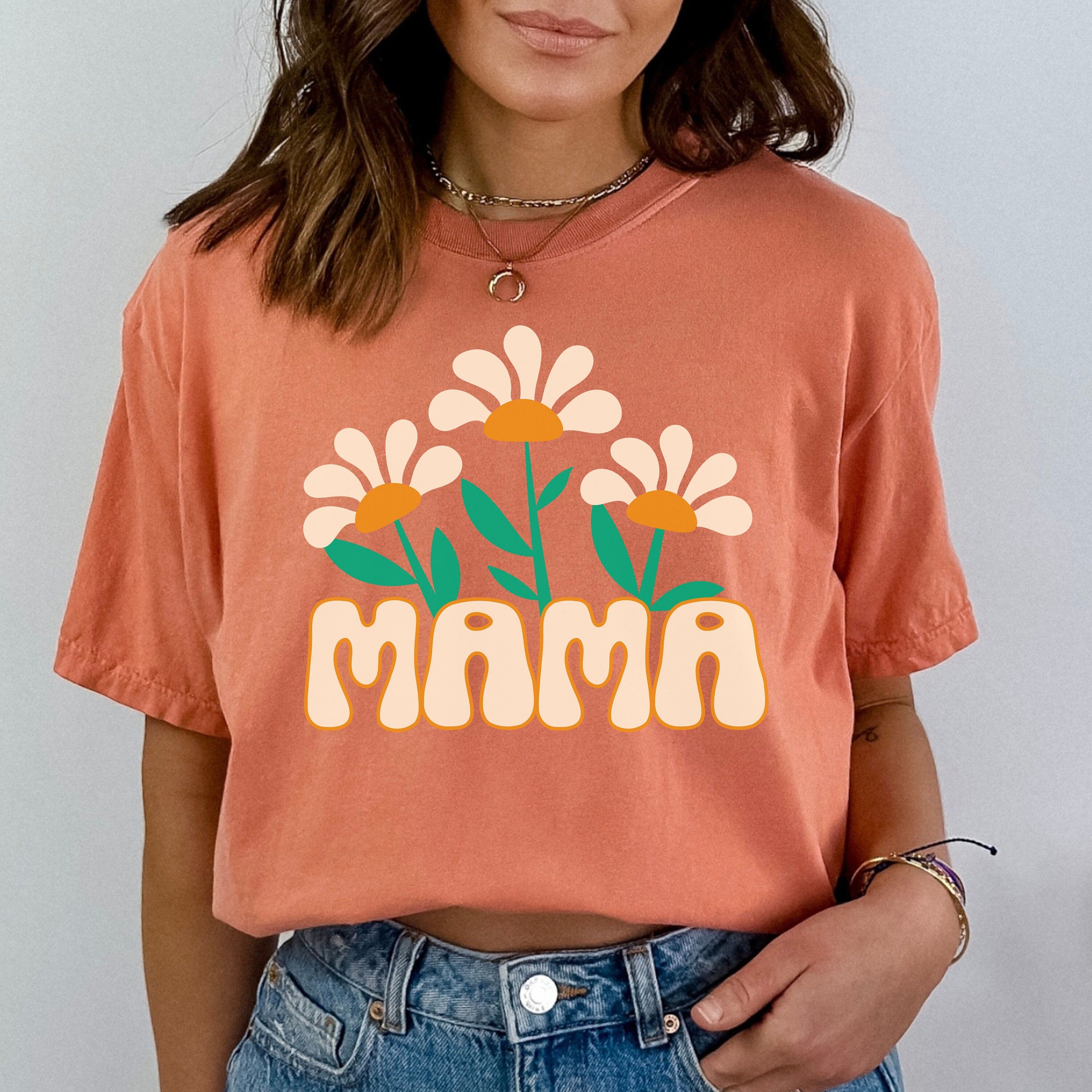 Comfort Colors Retro Mama Shirt, Flower Mom Shirt, Groovy Mom Shirt