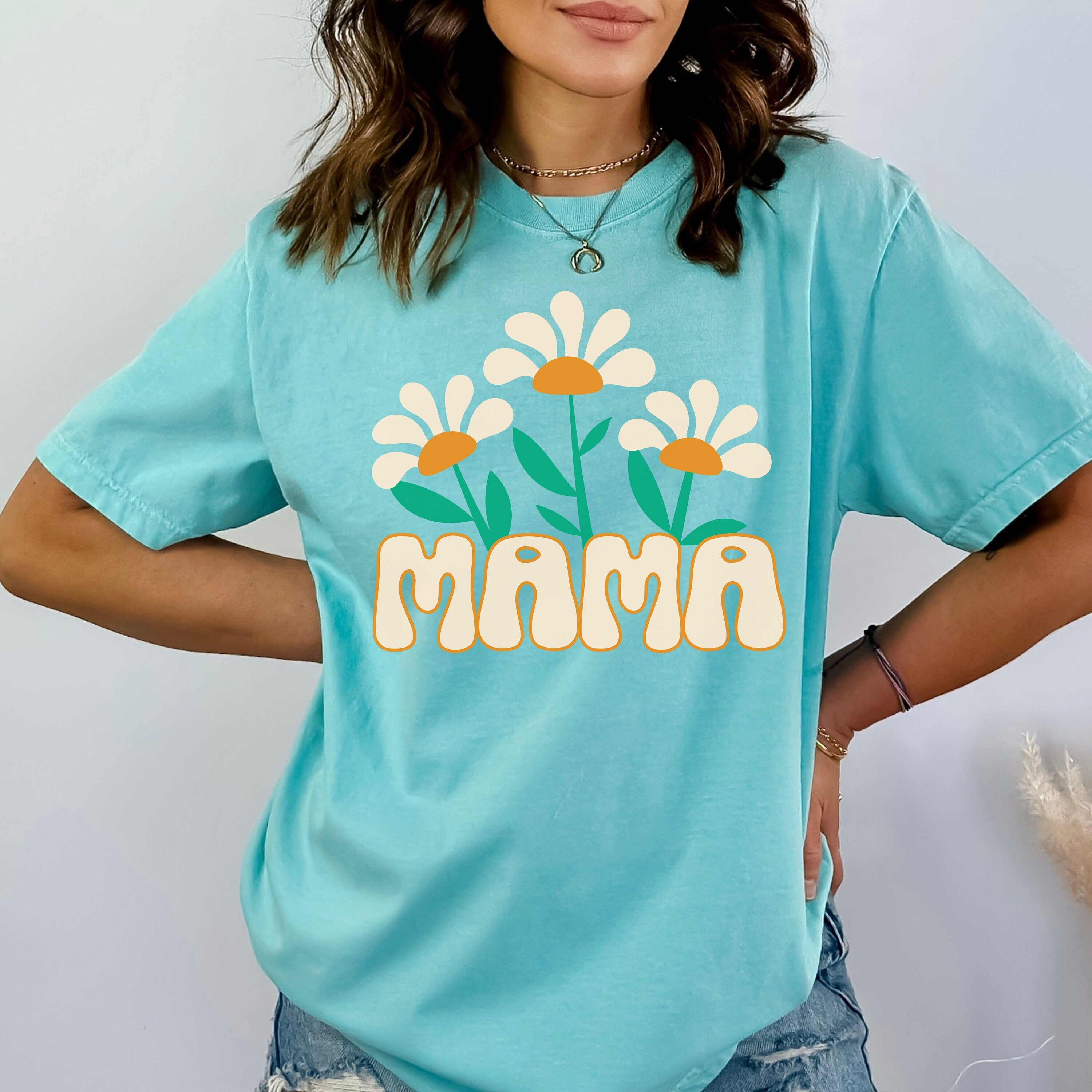 Comfort Colors Retro Mama Shirt, Flower Mom Shirt, Groovy Mom Shirt