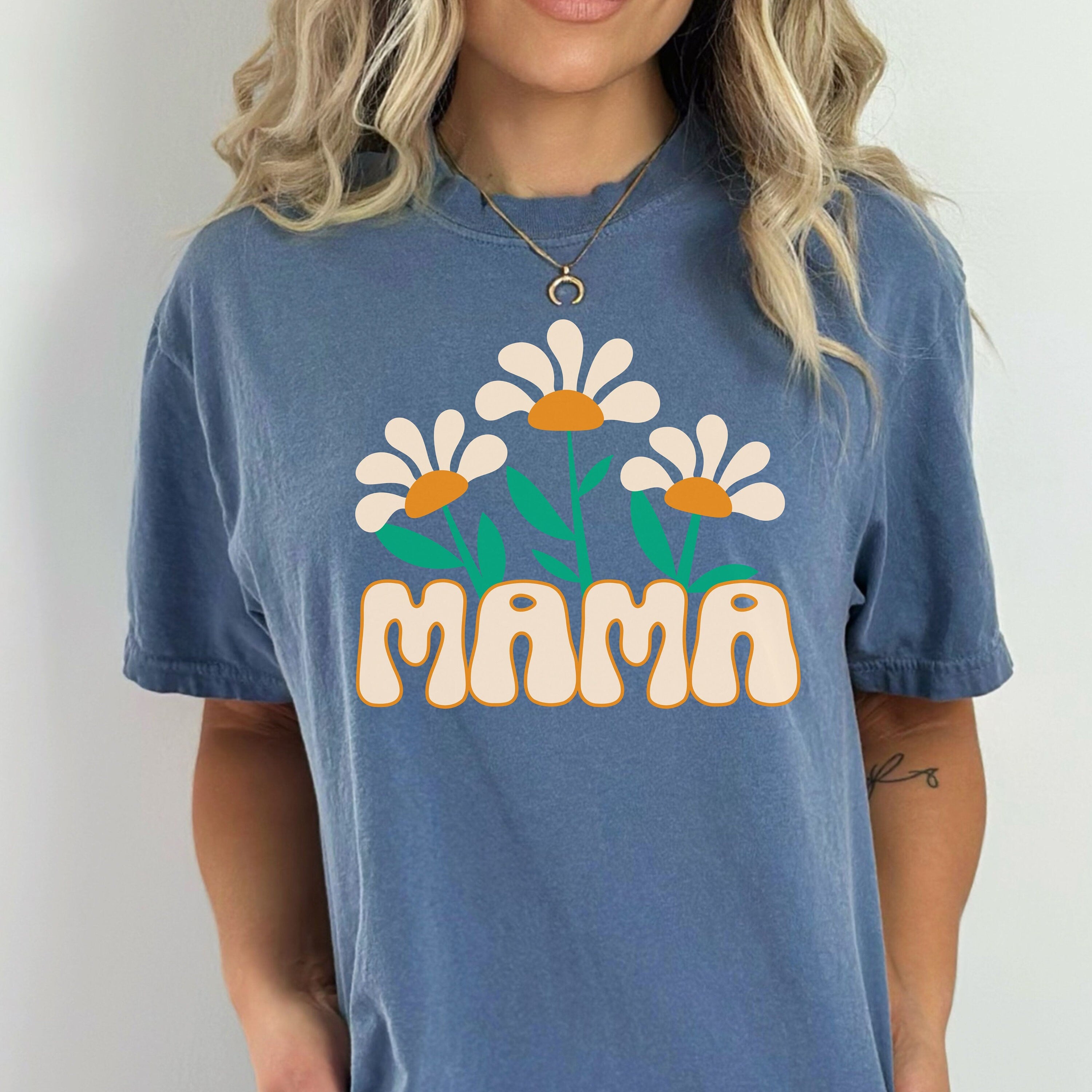 Comfort Colors Retro Mama Shirt, Flower Mom Shirt, Groovy Mom Shirt