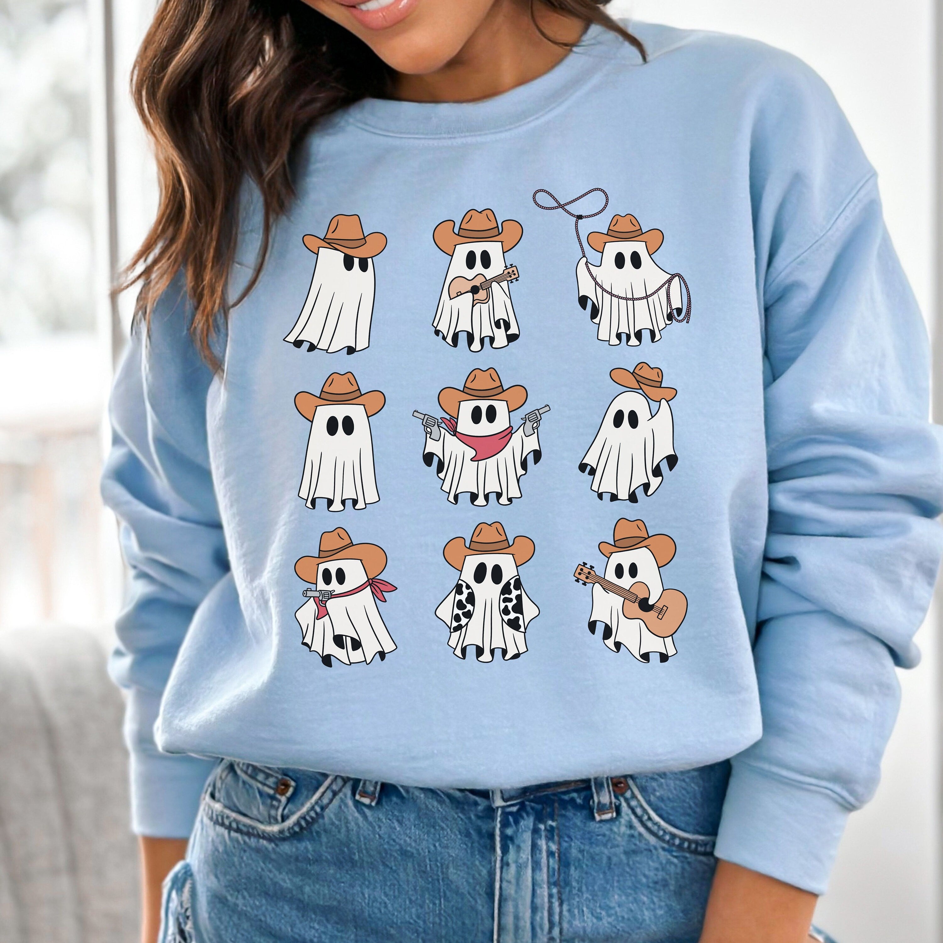 Cowboy Ghost Shirt, Western Halloween Sweatshirt, Cute Spooky Shirt