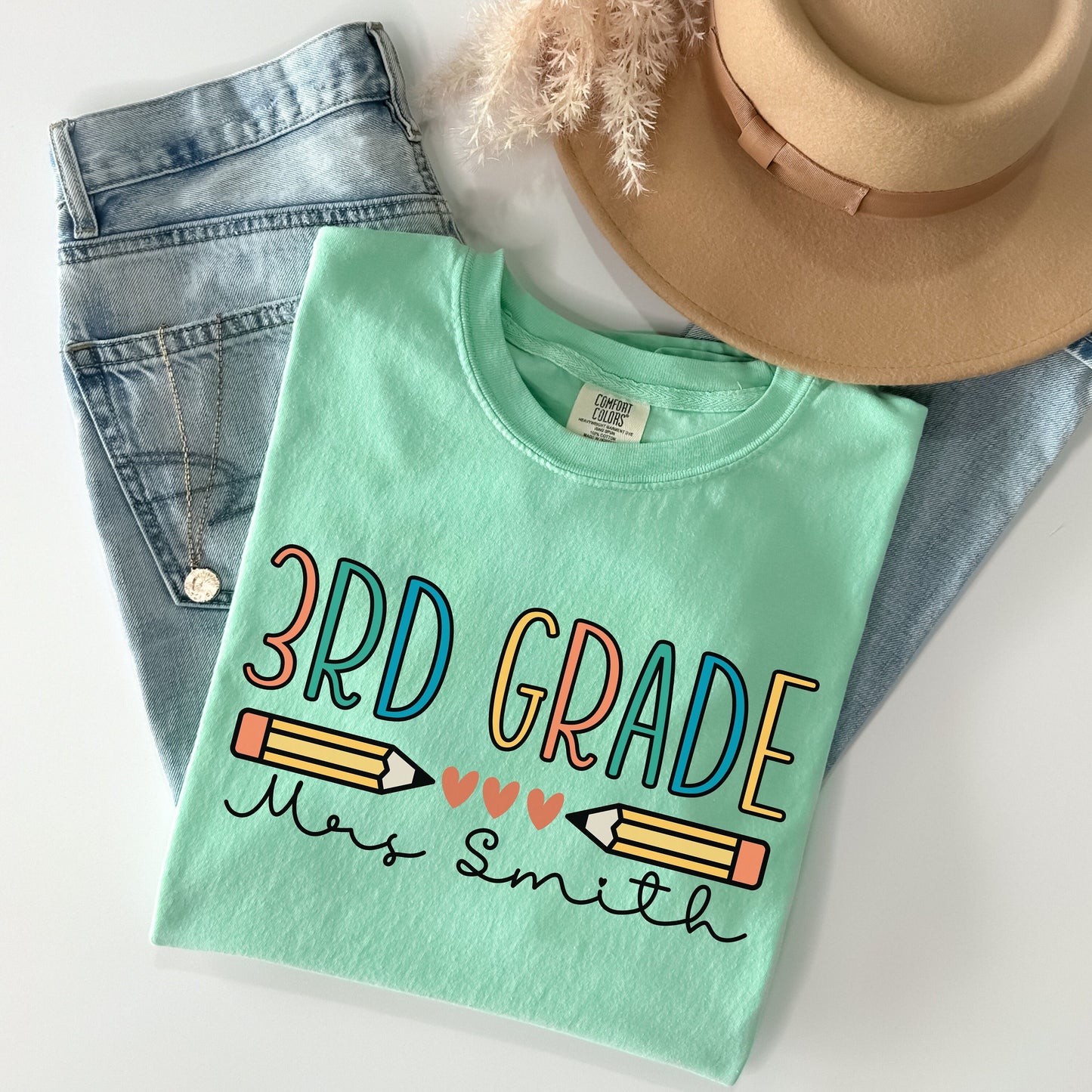 Custom 3rd Grade Teacher Shirt, Comfort Colors, Personalized Teacher Name Shirt