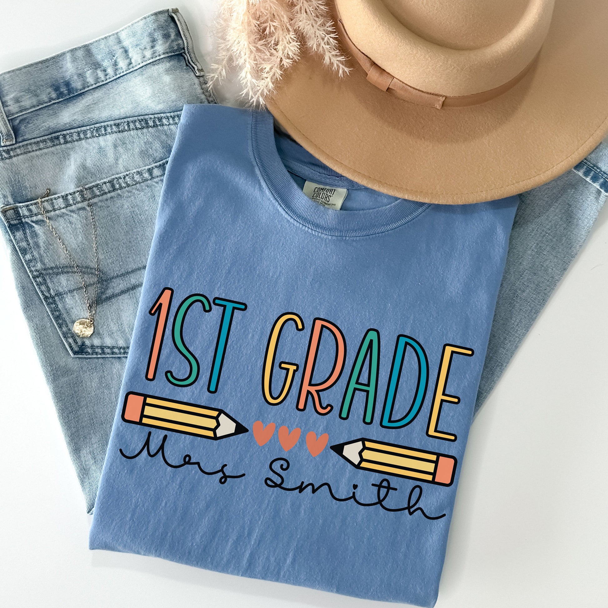 Custom 3rd Grade Teacher Shirt, Comfort Colors, Personalized Teacher Name Shirt