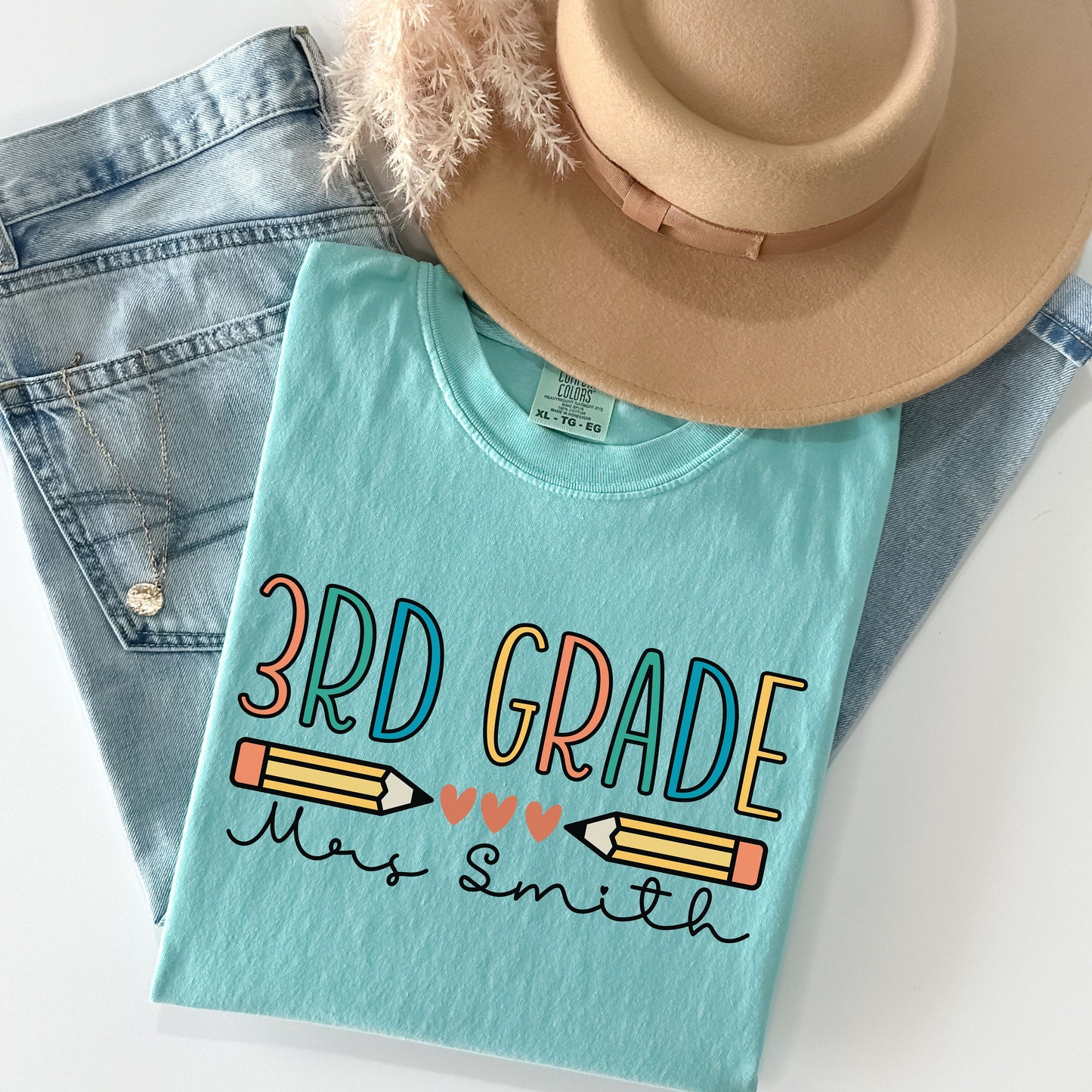 Custom 3rd Grade Teacher Shirt, Comfort Colors, Personalized Teacher Name Shirt