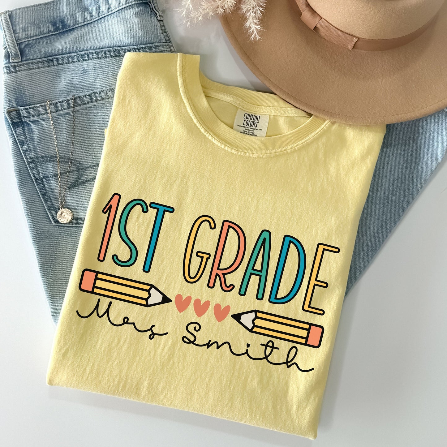 Custom 3rd Grade Teacher Shirt, Comfort Colors, Personalized Teacher Name Shirt