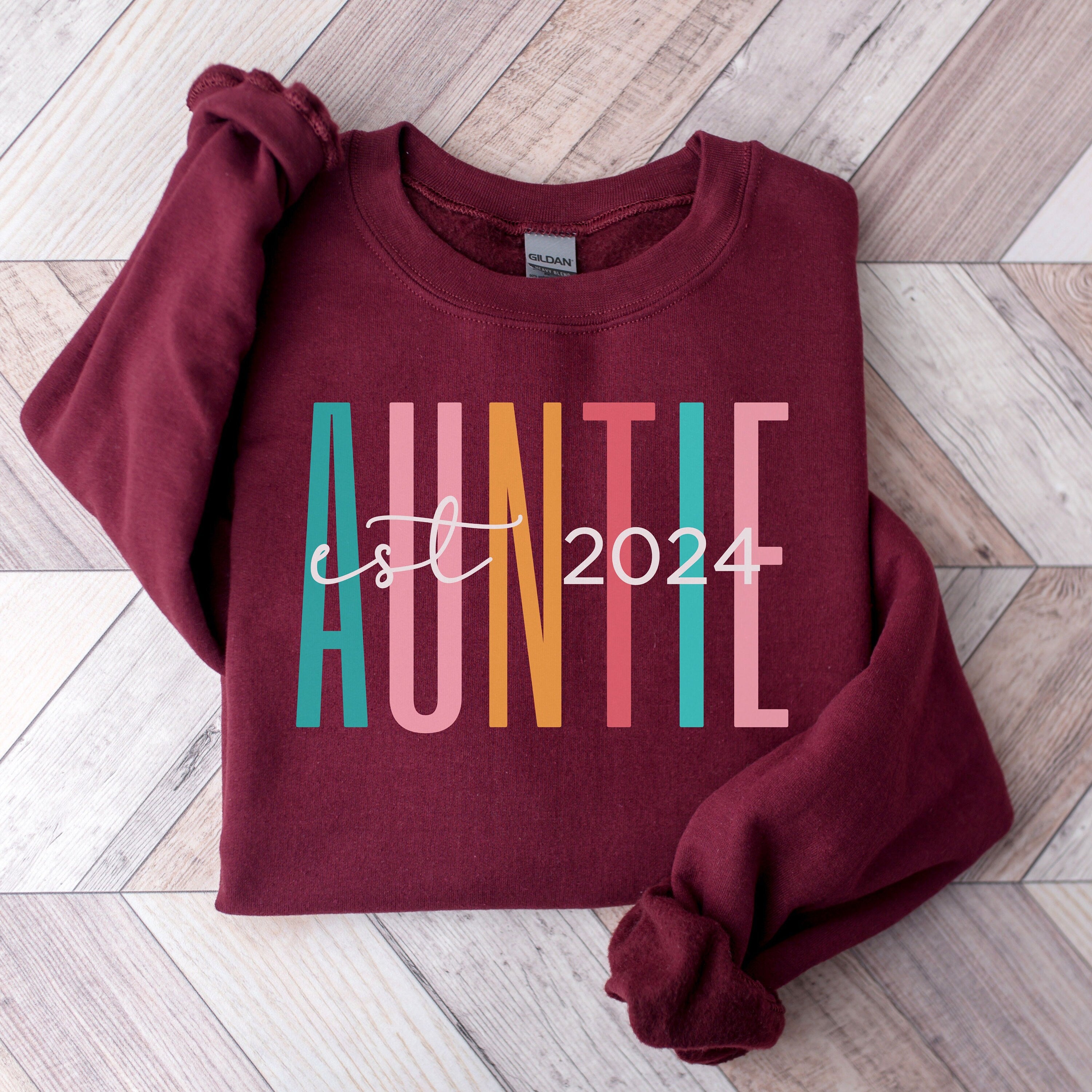 Custom Auntie Est Sweatshirt, Auntie Est 2024 Sweater, Gift for Aunt