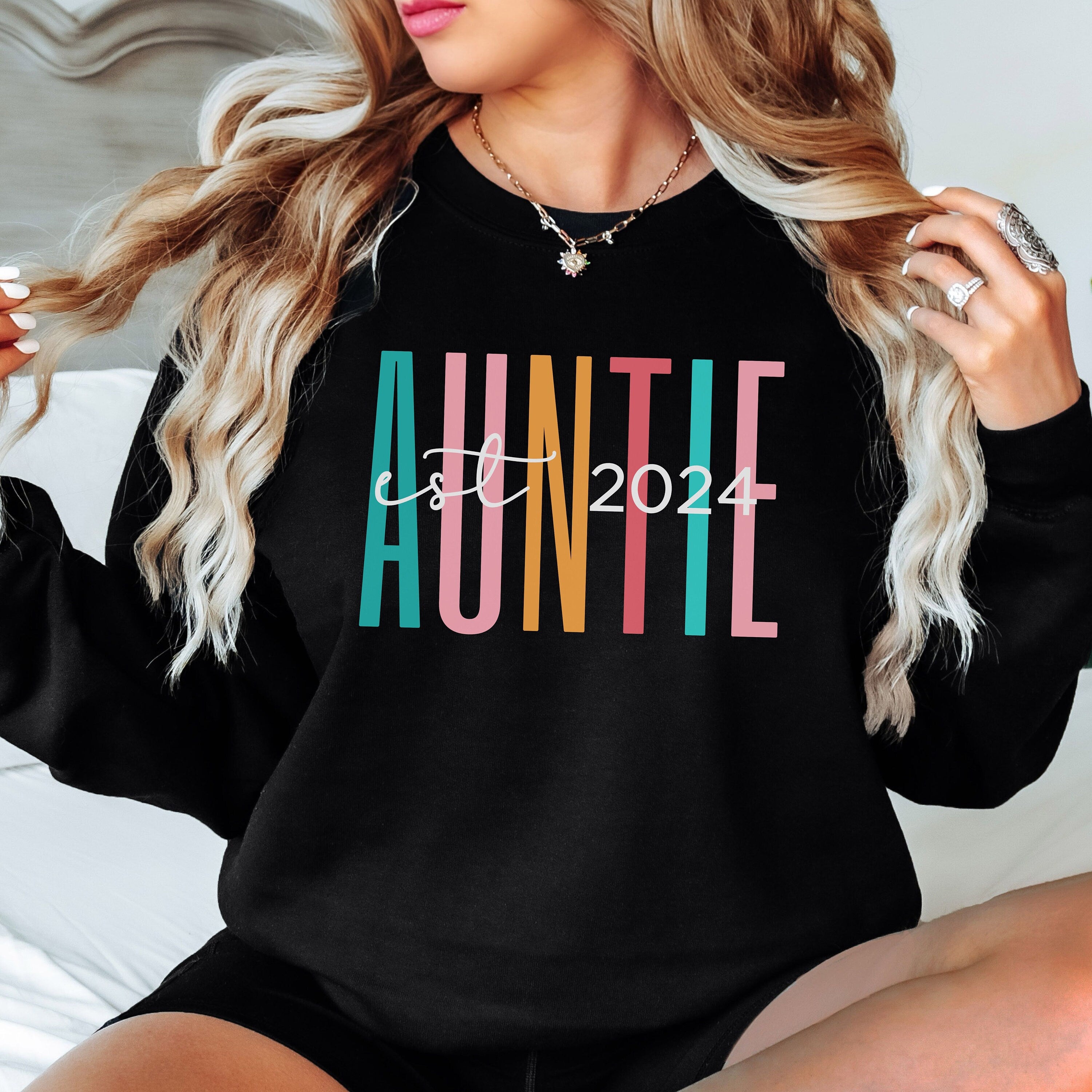 Custom Auntie Est Sweatshirt, Auntie Est 2024 Sweater, Gift for Aunt