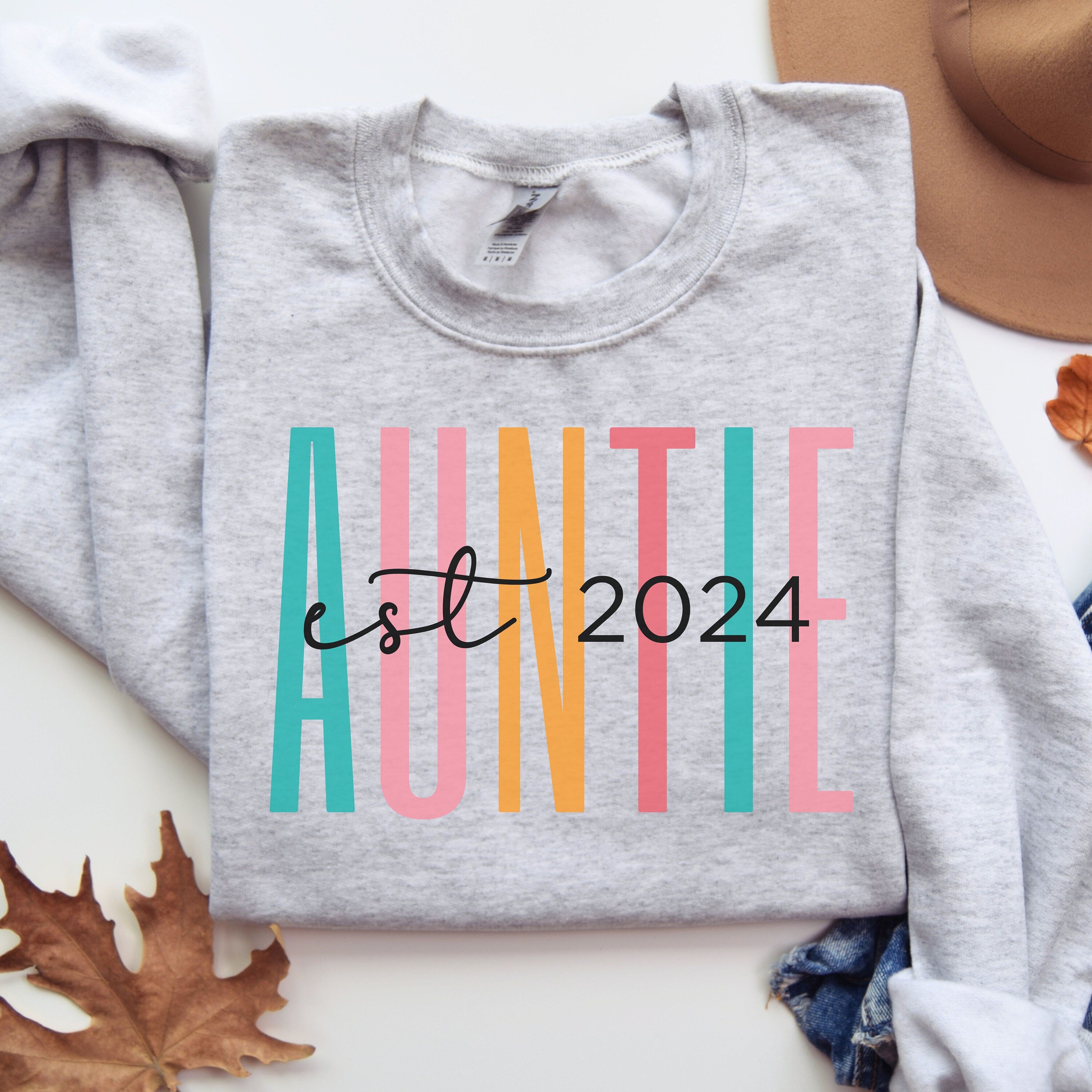 Custom Auntie Est Sweatshirt, Auntie Est 2024 Sweater, Gift for Aunt