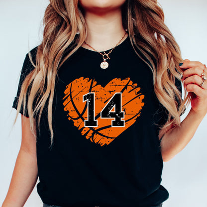 Basketball Number Shirt, Personalized Basketball Mom Shirt, Cute Basketball Heart Shirt