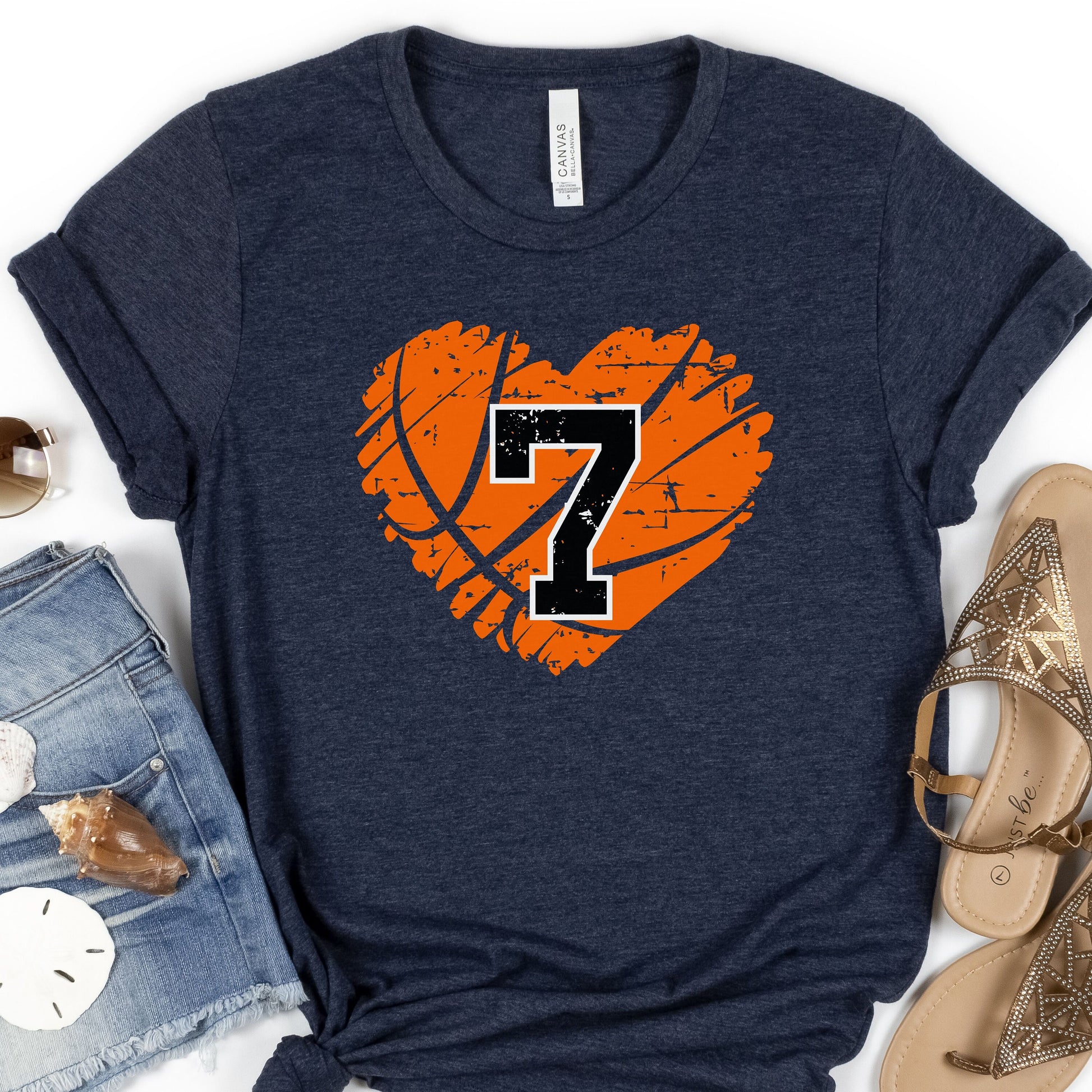 Basketball Number Shirt, Personalized Basketball Mom Shirt, Cute Basketball Heart Shirt