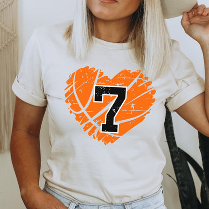 Basketball Number Shirt, Personalized Basketball Mom Shirt, Cute Basketball Heart Shirt