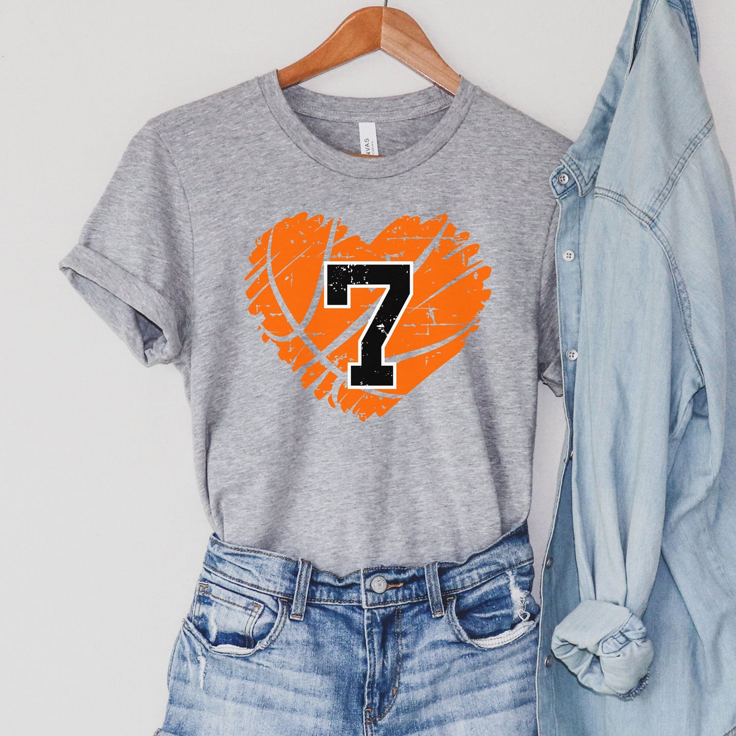 Basketball Number Shirt, Personalized Basketball Mom Shirt, Cute Basketball Heart Shirt