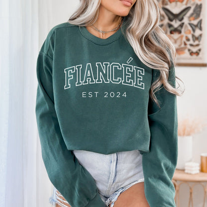 Fiancee Sweatshirt, Fiancee Est 2024 Sweatshirt, Personalized Engagement Gift