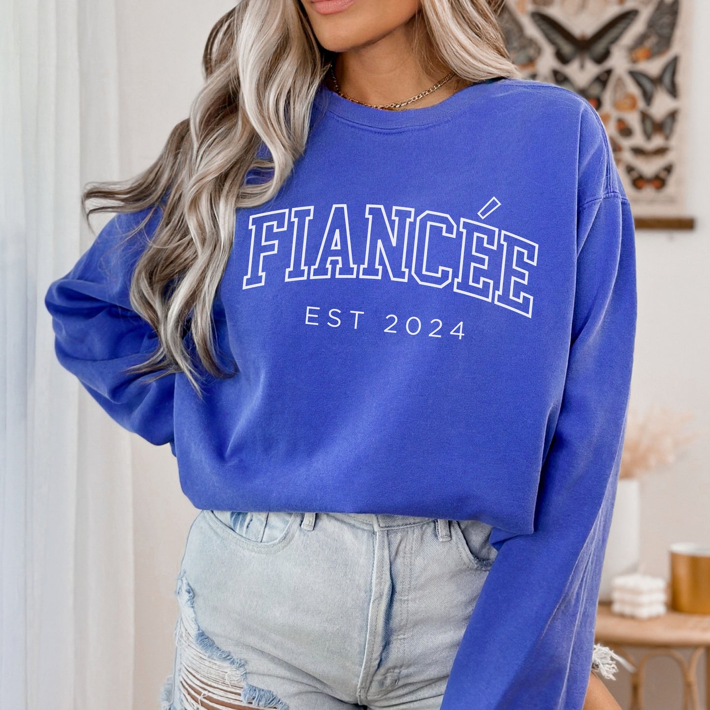 Fiancee Sweatshirt, Fiancee Est 2024 Sweatshirt, Personalized Engagement Gift