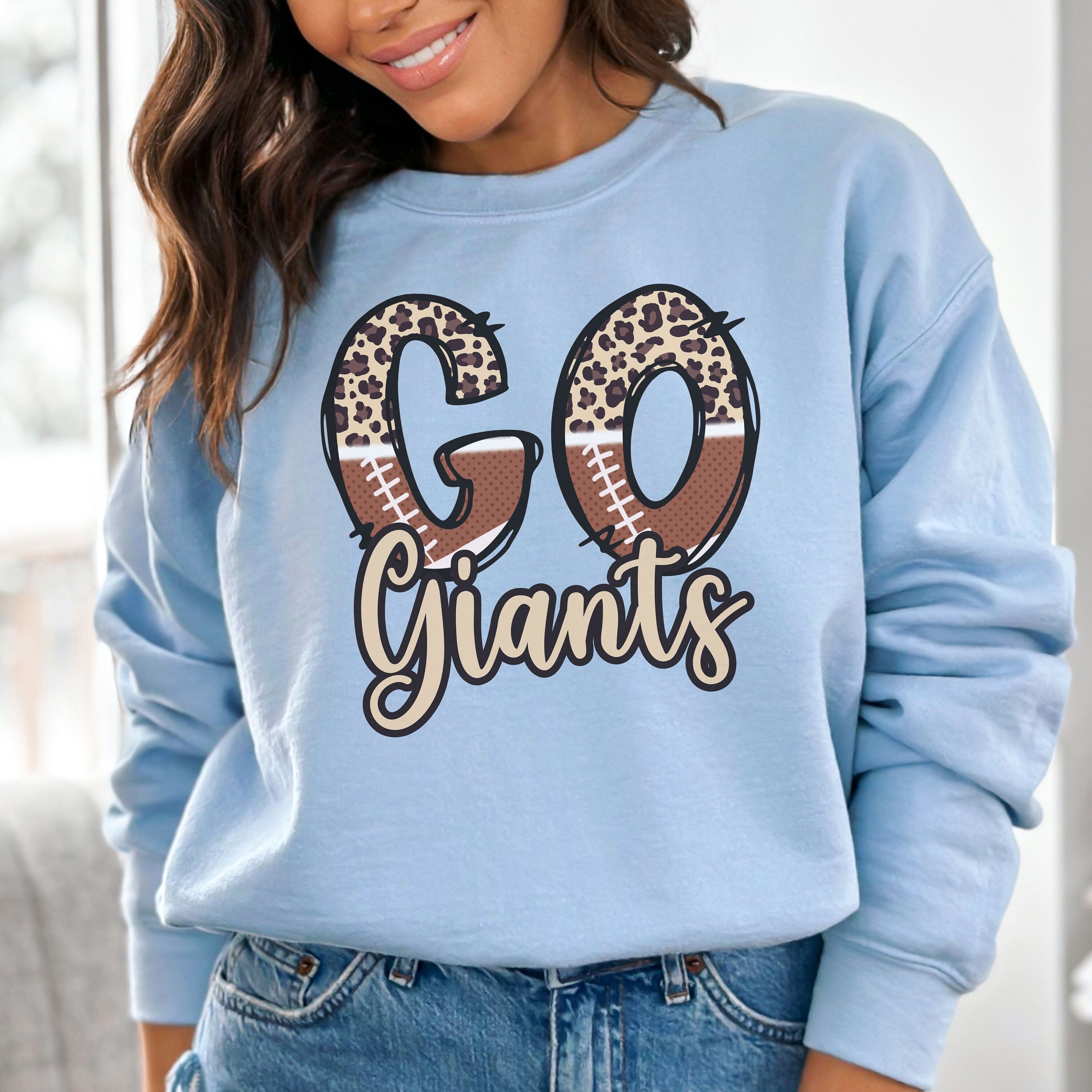 Game Day Football Mom Crewneck, Football Leopard Pullover Shirt