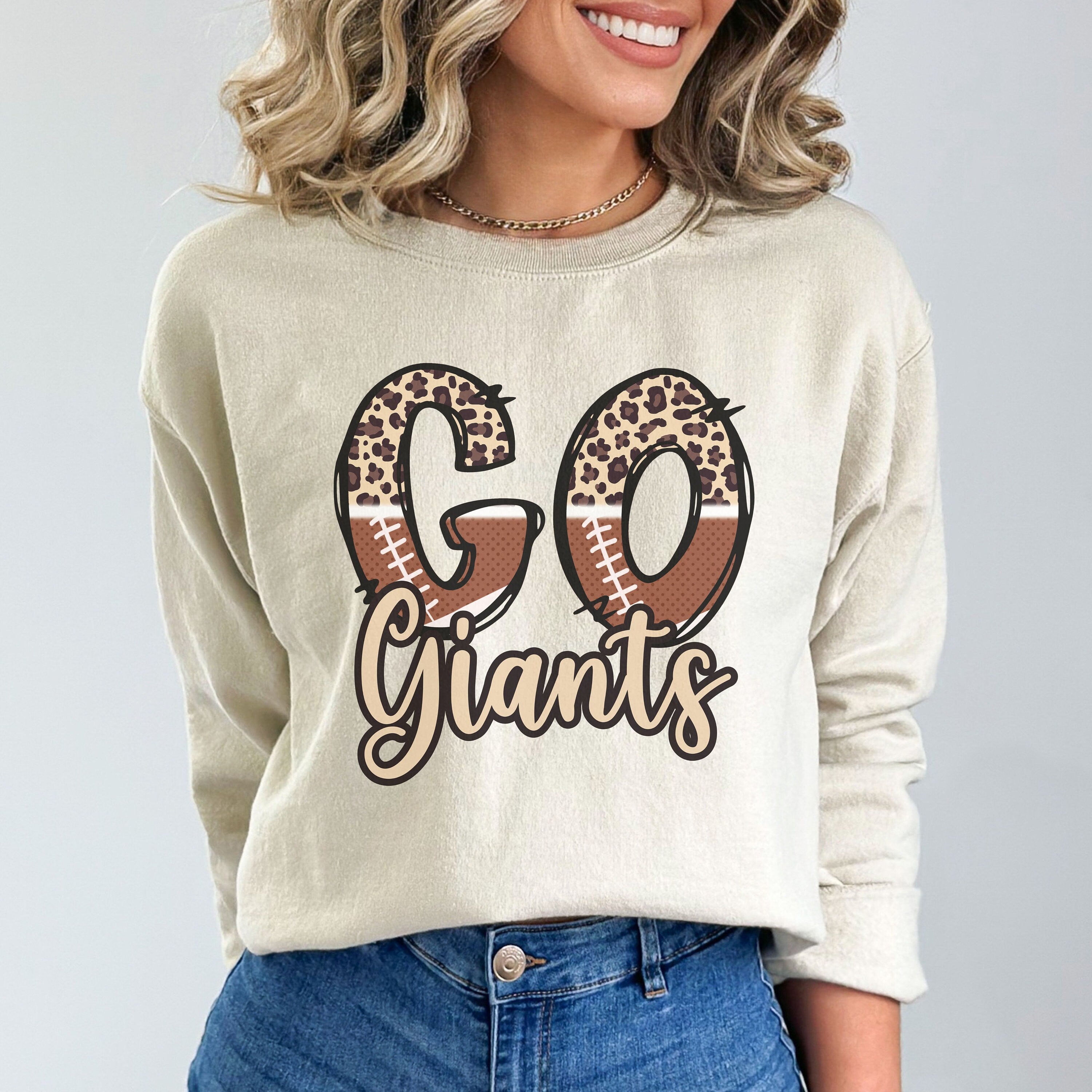 Game Day Football Mom Crewneck, Football Leopard Pullover Shirt