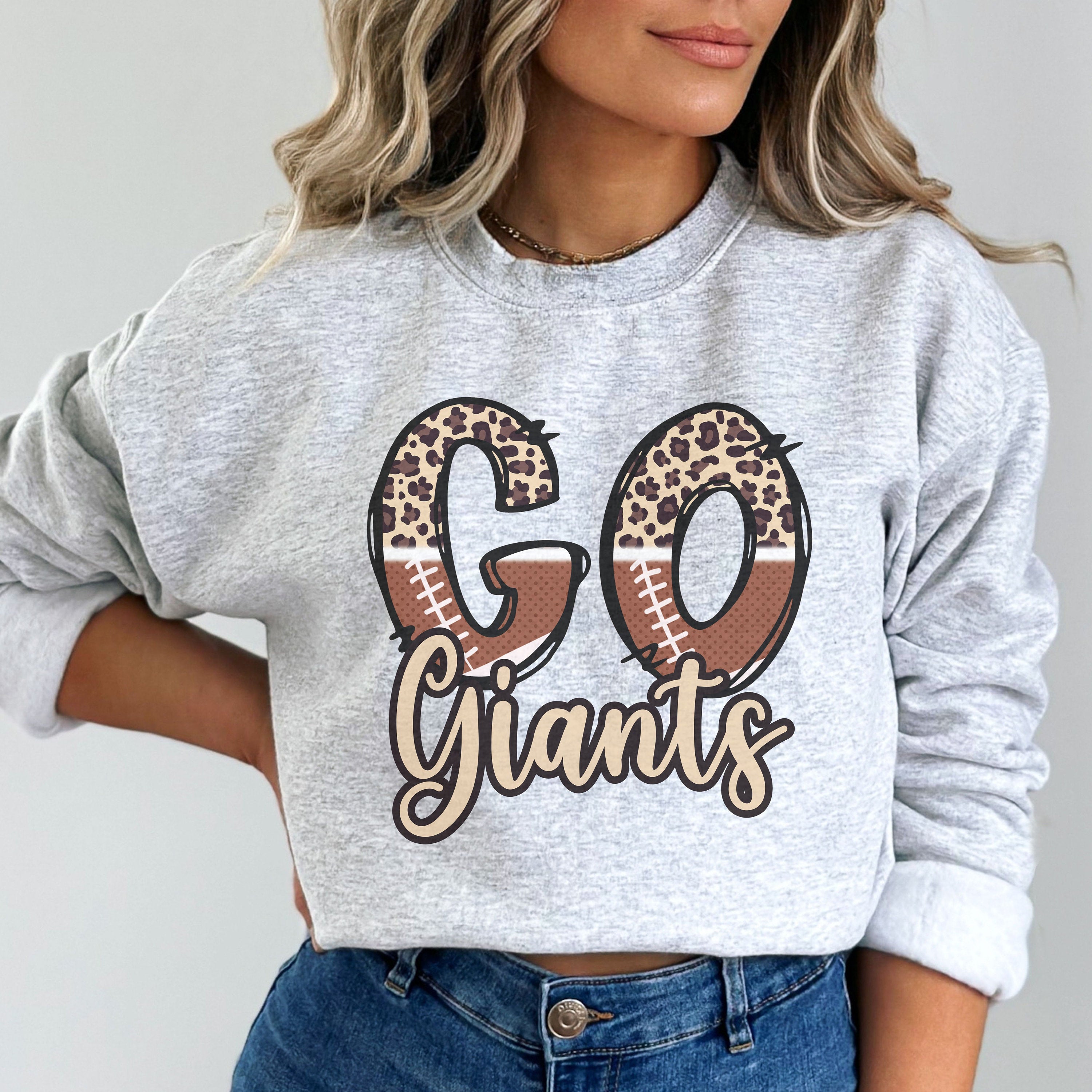 Game Day Football Mom Crewneck, Football Leopard Pullover Shirt