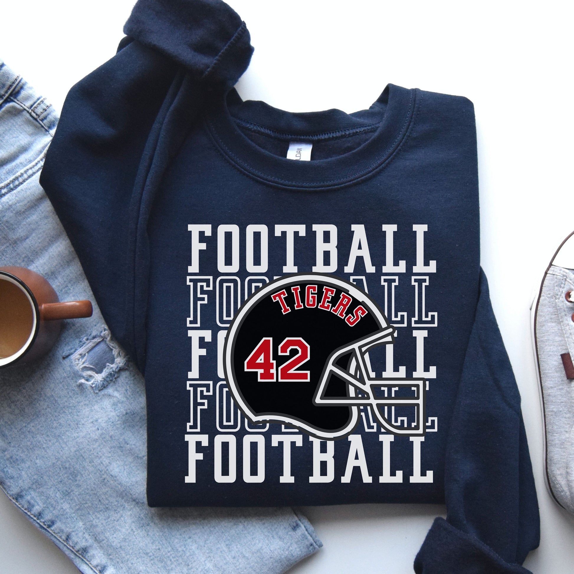 Football Sweatshirt, Personalized Football Mom Crewneck, Football Fan Pullover Shirt