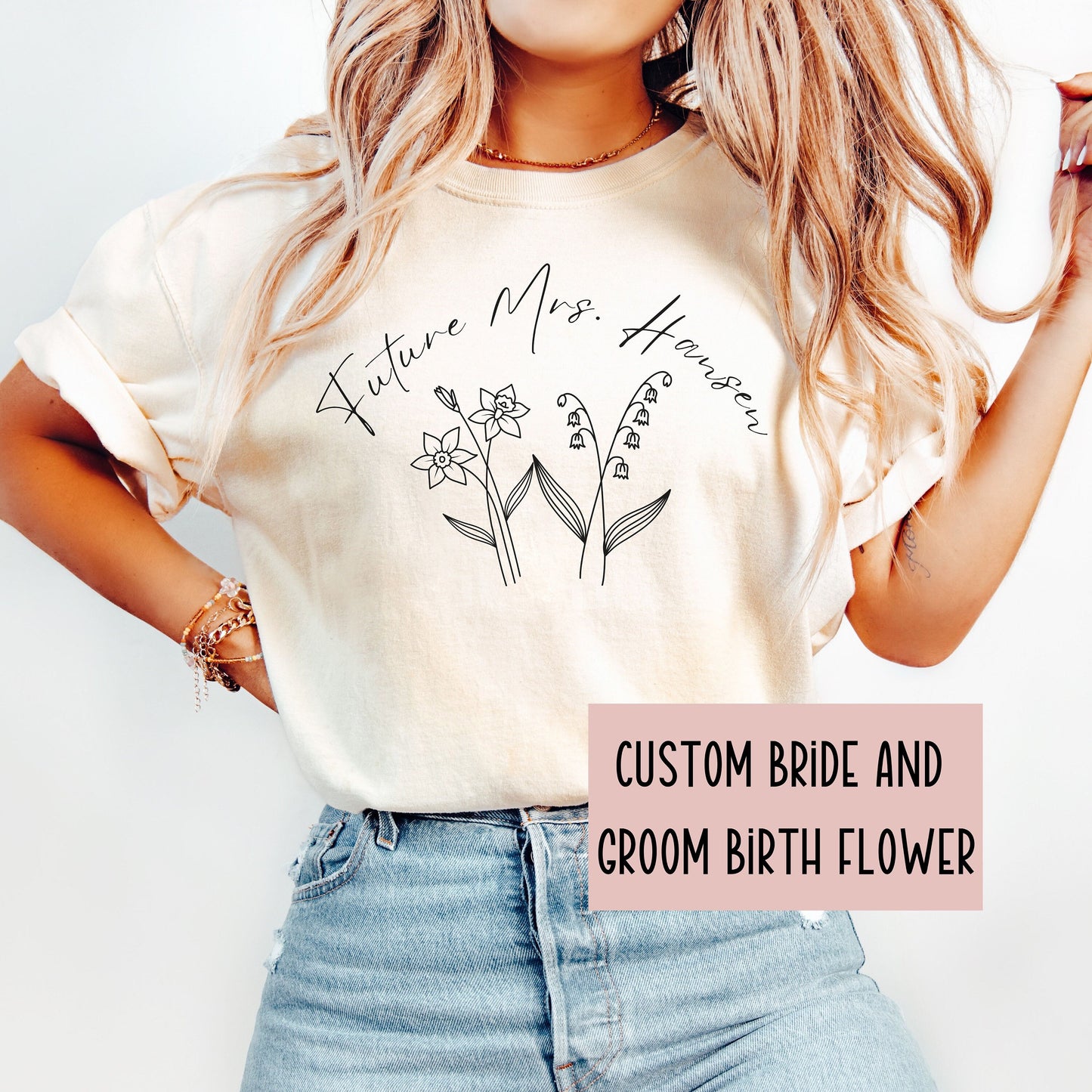 Custom Future Mrs Comfort Colors Shirt, Birth Flower Shirt, Bride to Be Shirt