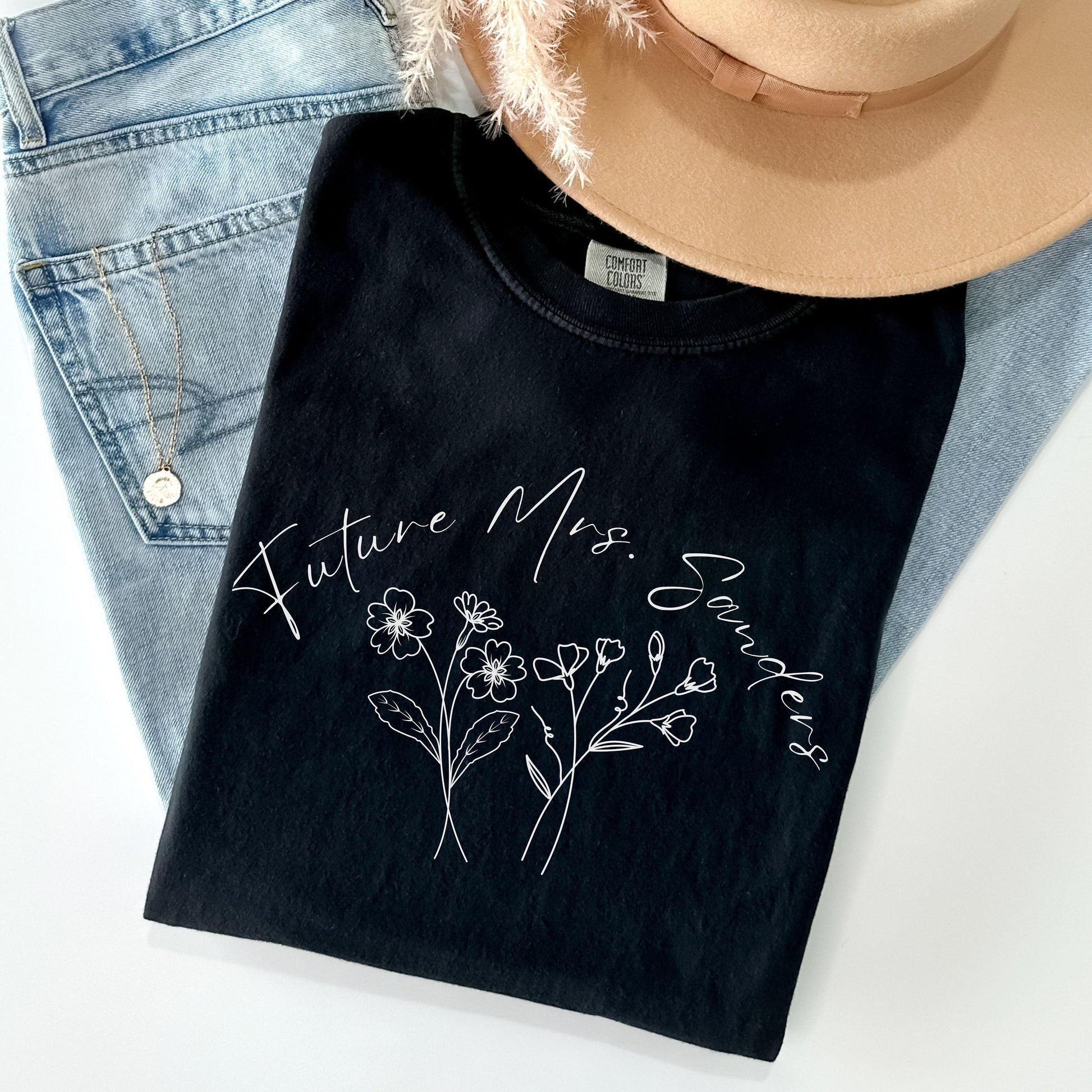 Custom Future Mrs Comfort Colors Shirt, Birth Flower Shirt, Bride to Be Shirt