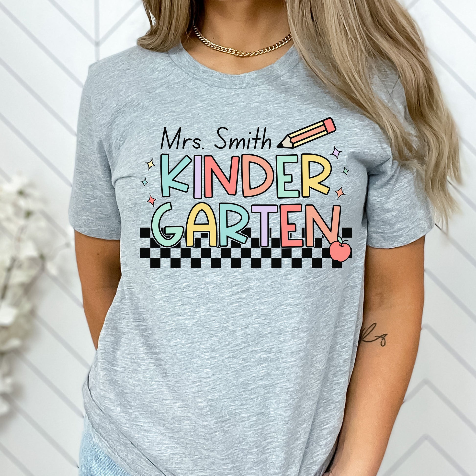 Custom Kindergarten Teacher Shirt, Personalized Teacher Name Shirt, Back to School