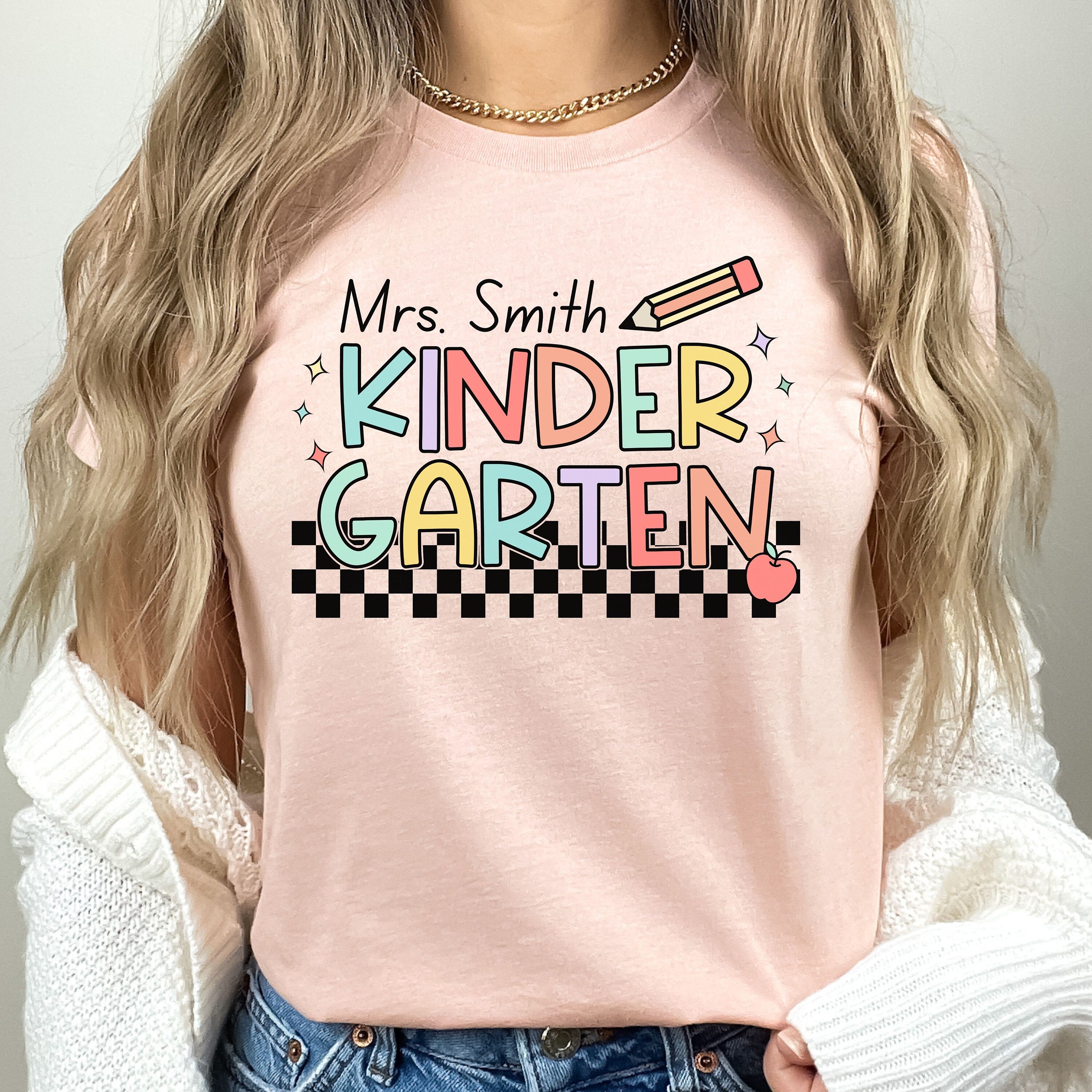 Custom Kindergarten Teacher Shirt, Personalized Teacher Name Shirt, Back to School