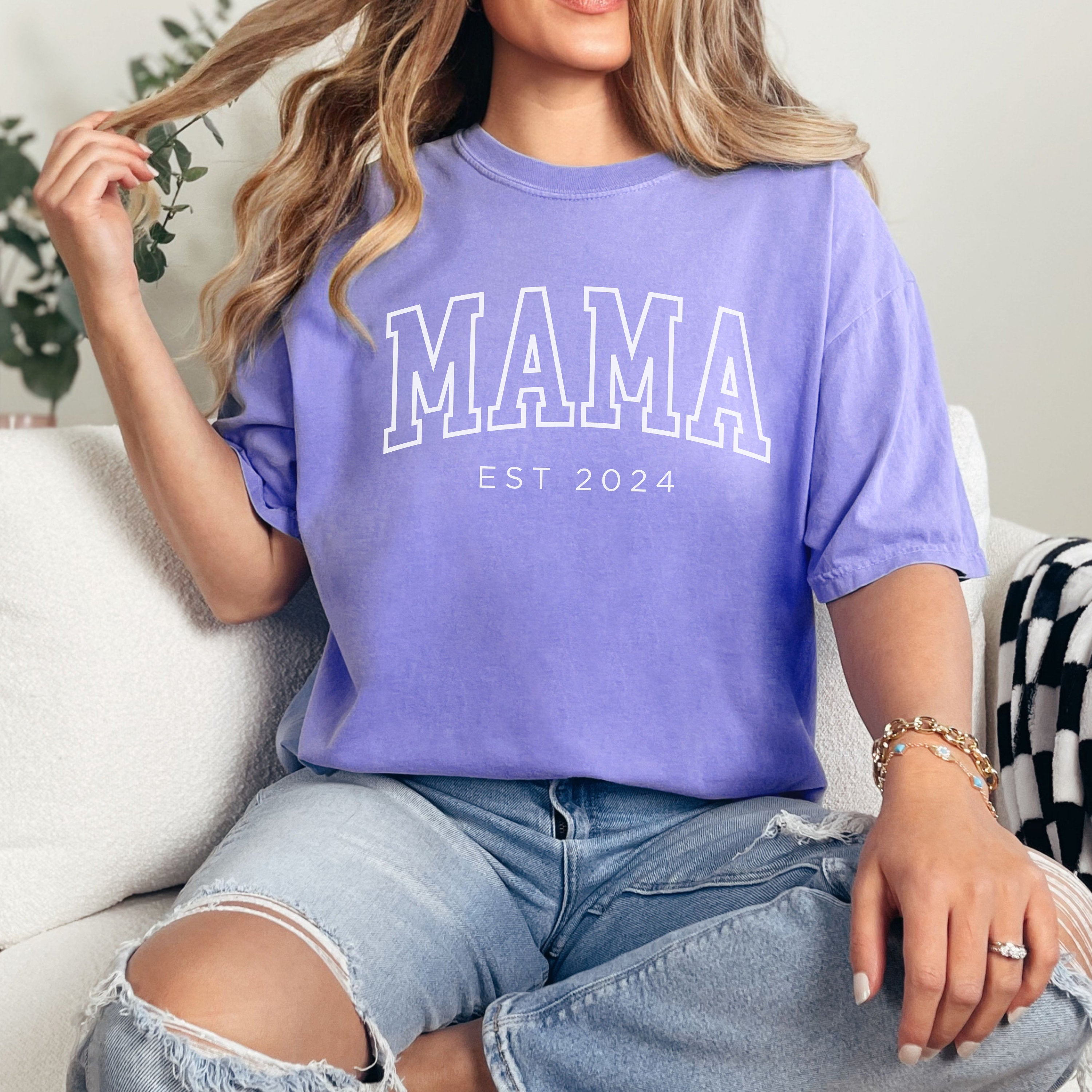 Custom Mama Shirt, Mama Est 2024 Shirt, Comfort Colors Mom Shirt, Gift for Mom