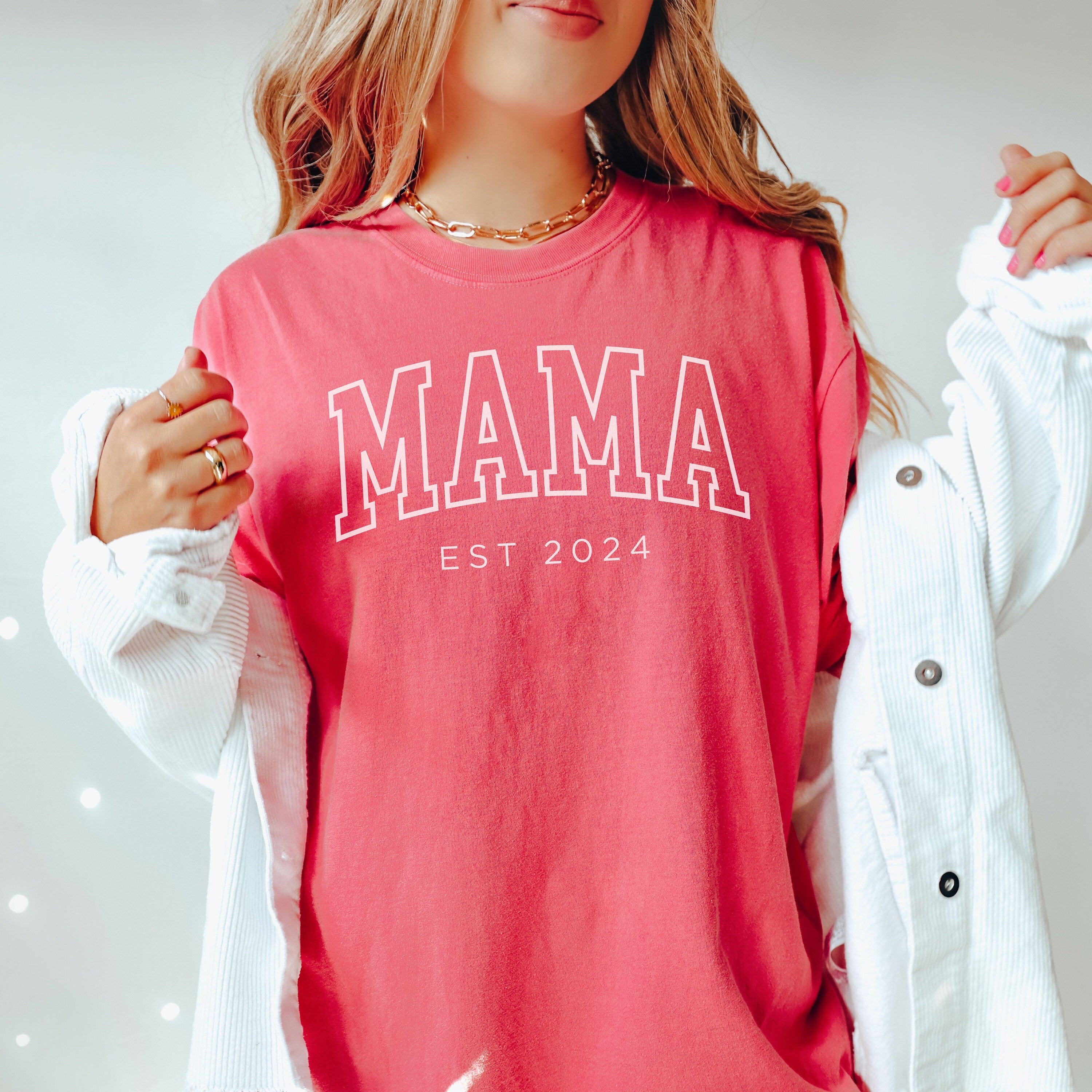 Custom Mama Shirt, Mama Est 2024 Shirt, Gift for Mom, Pregnancy Announcement