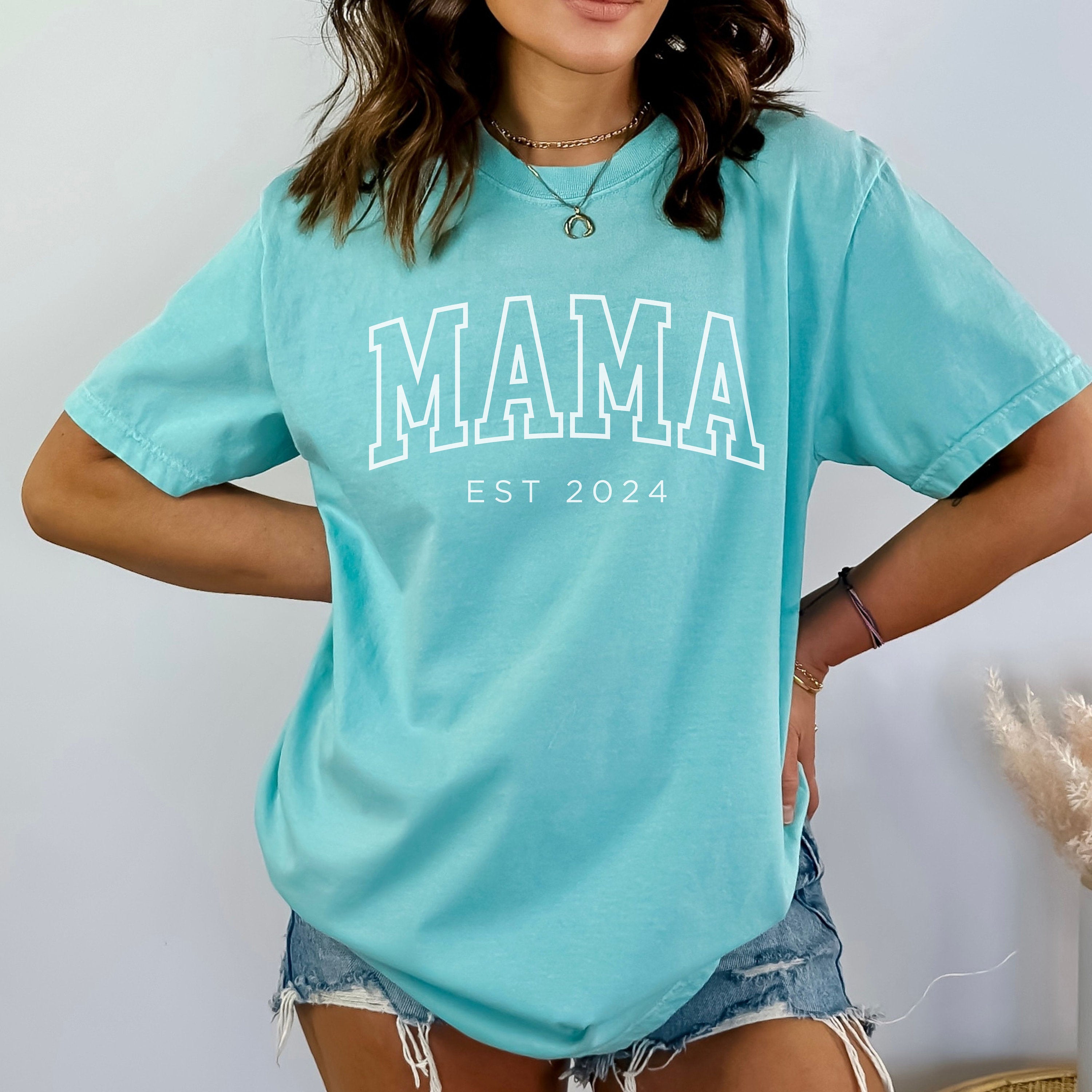 Custom Mama Shirt, Mama Est 2024 Shirt, Comfort Colors Mom Shirt, Gift for Mom