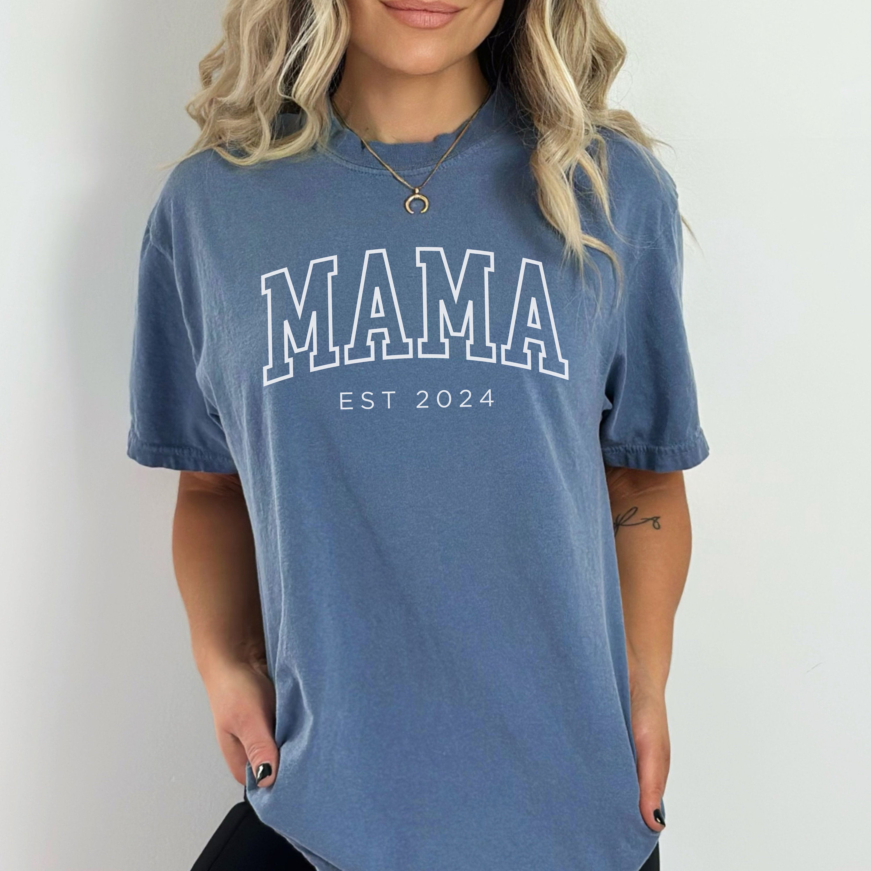 Custom Mama Shirt, Mama Est 2024 Shirt, Comfort Colors Mom Shirt, Gift for Mom