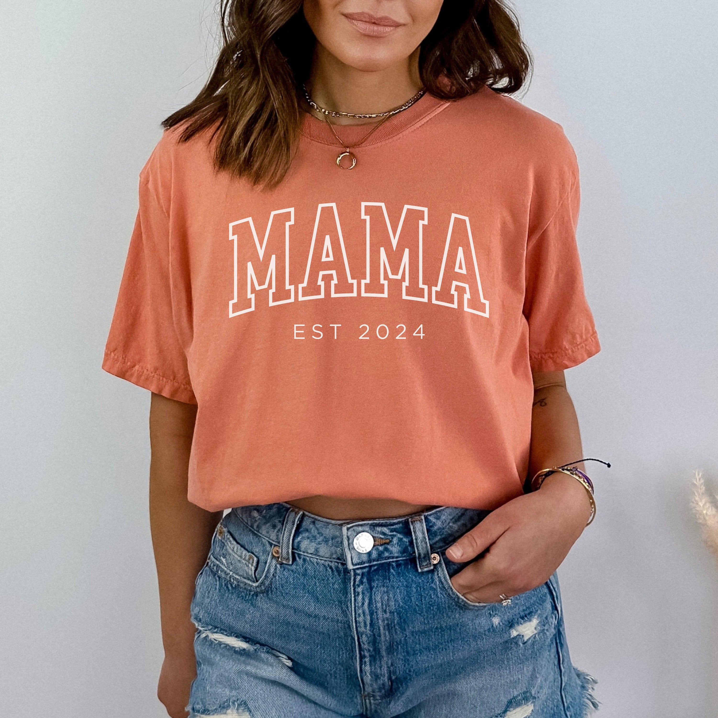 Custom Mama Shirt, Mama Est 2024 Shirt, Comfort Colors Mom Shirt, Gift for Mom