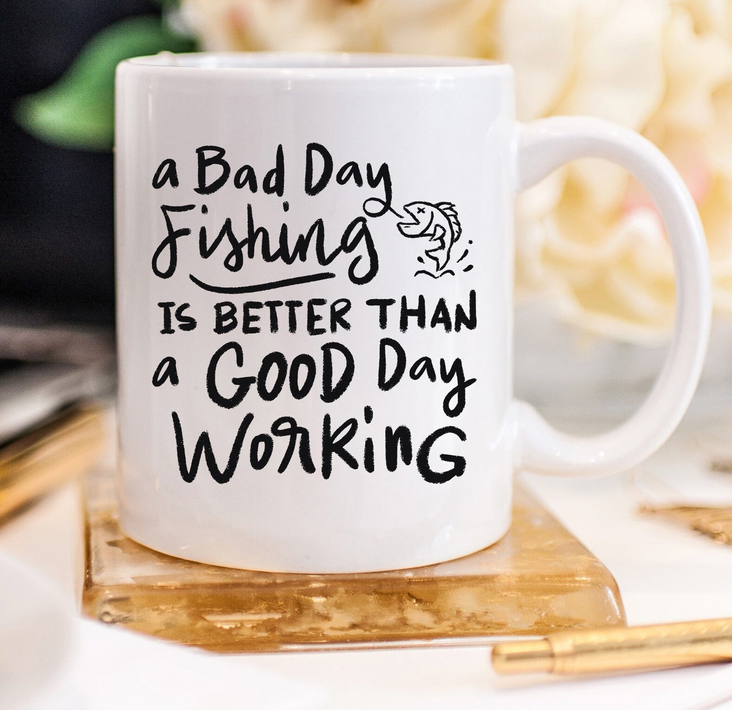 Fishing Coffee Mugs Fisher Gifts Funny Dad Appreciation Coworker Friends Sarcastic Mugs Husband Caffeine Cups Fun Bad Fishing Day Quotes