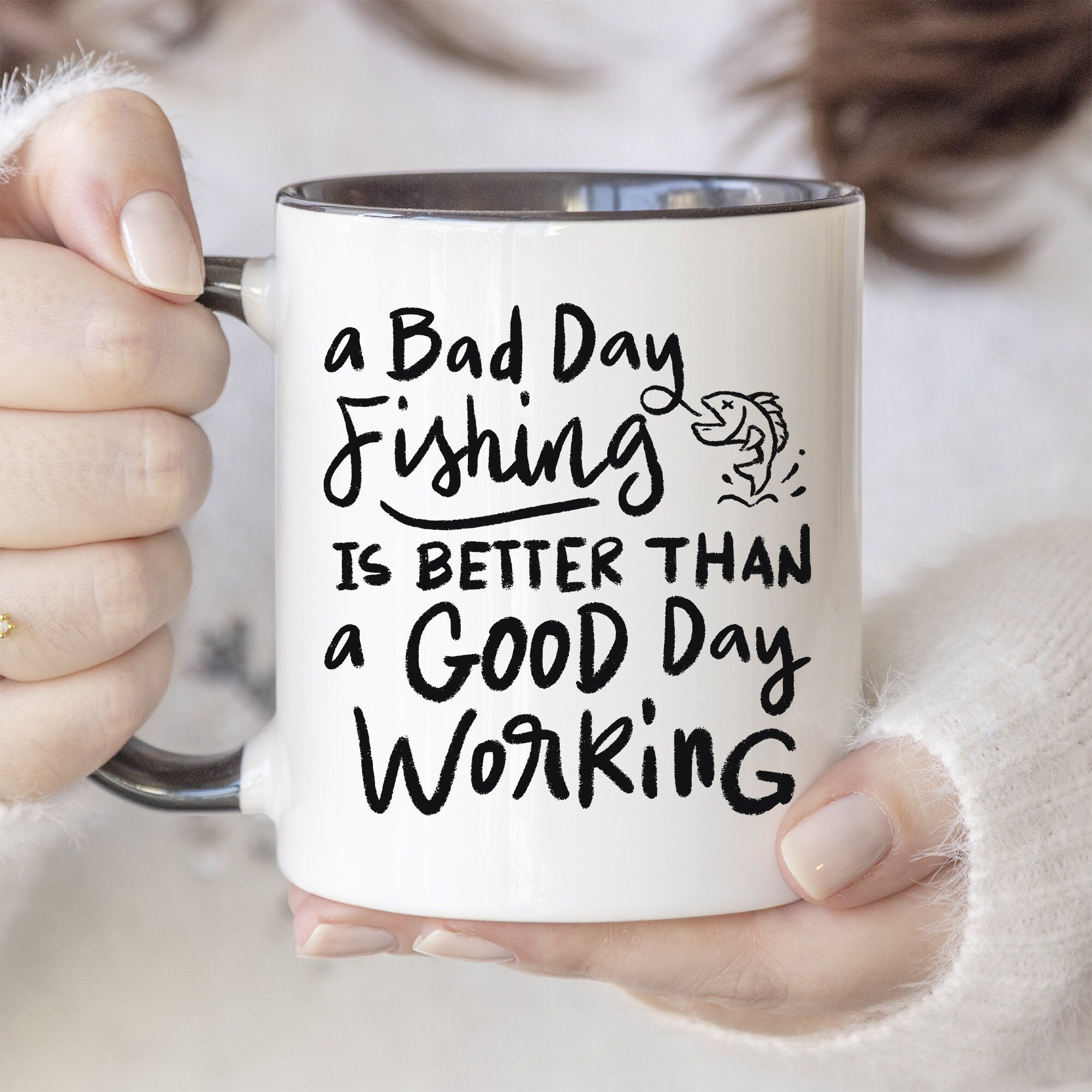 Fishing Coffee Mugs Fisher Gifts Funny Dad Appreciation Coworker Friends Sarcastic Mugs Husband Caffeine Cups Fun Bad Fishing Day Quotes