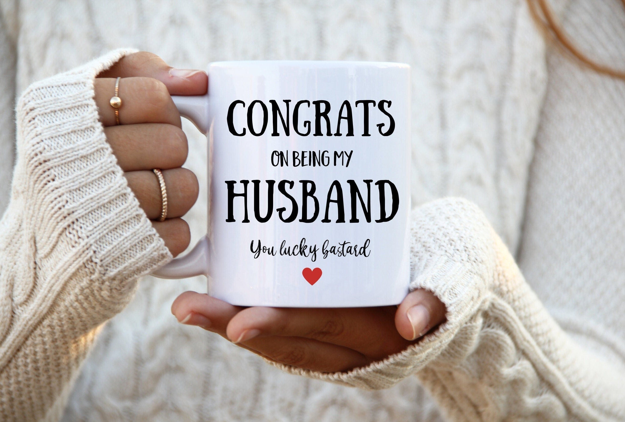 Funny Mug for Husband - Anniversary Gift - Joke Gift - Birthday Present for Him - Congrats On Being My Husband You Lucky Bastard