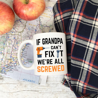 Grandpa Coffee Mugs New Grandpa Gifts for Grandpa Grandfather Coffee Cups Grandpa Birthday If Grandpa Can't Fix It