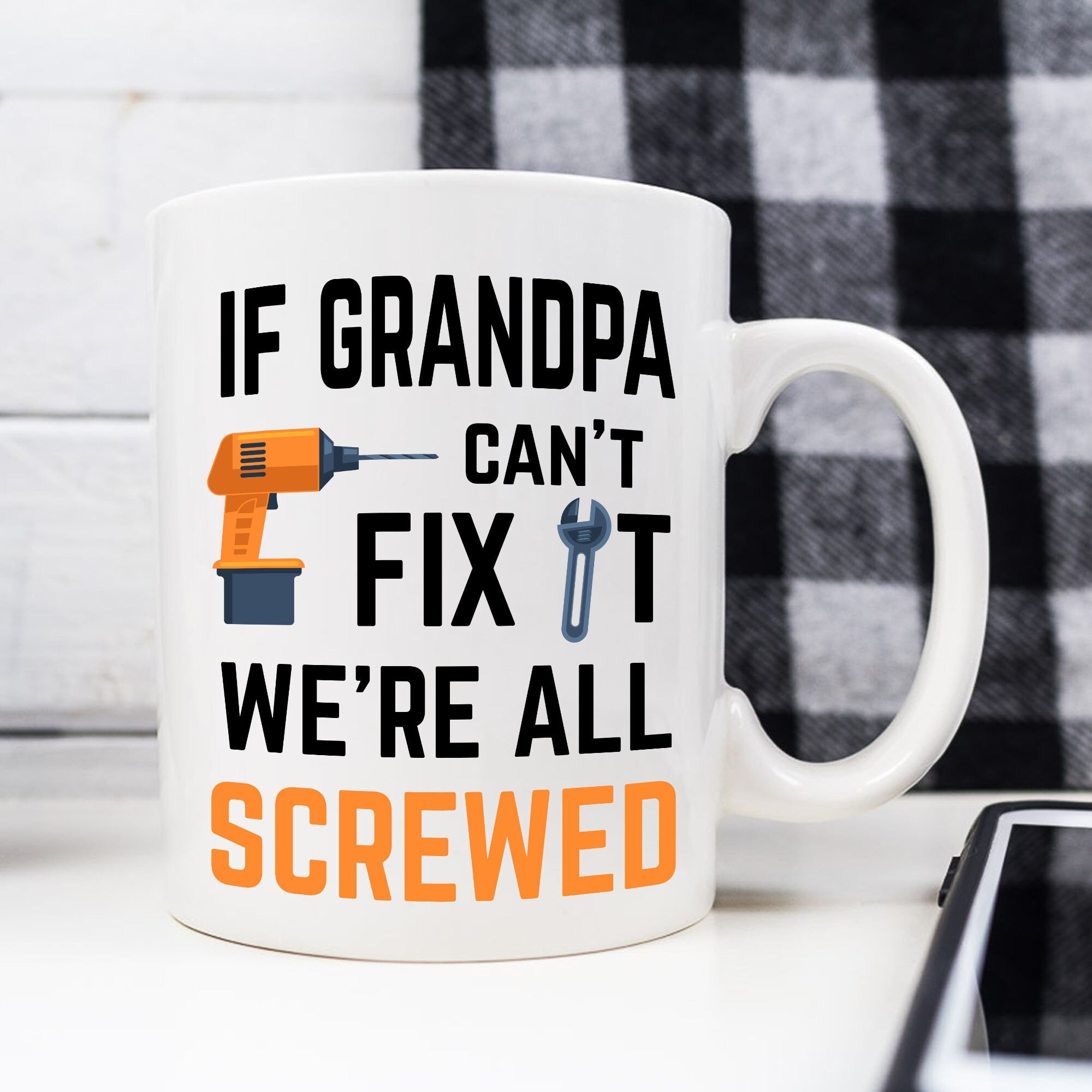 Grandpa Coffee Mugs New Grandpa Gifts for Grandpa Grandfather Coffee Cups Grandpa Birthday If Grandpa Can't Fix It