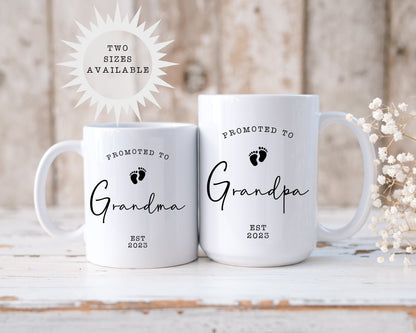 Grandma Grandpa Mug Set, Pregnancy Announcement,Grandparents Mug set, New Grandpa Mug, New Grandma Mug, New Baby Announcement