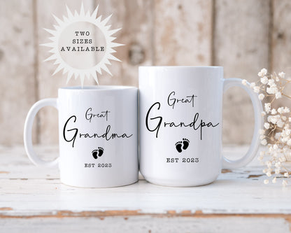 Great Grandma Great Grandpa Mug Set 2, Pregnancy Announcement, Baby Announcement, Grandpa Mug, Grandma Mug, Grandma Gift, Grandpa Gift