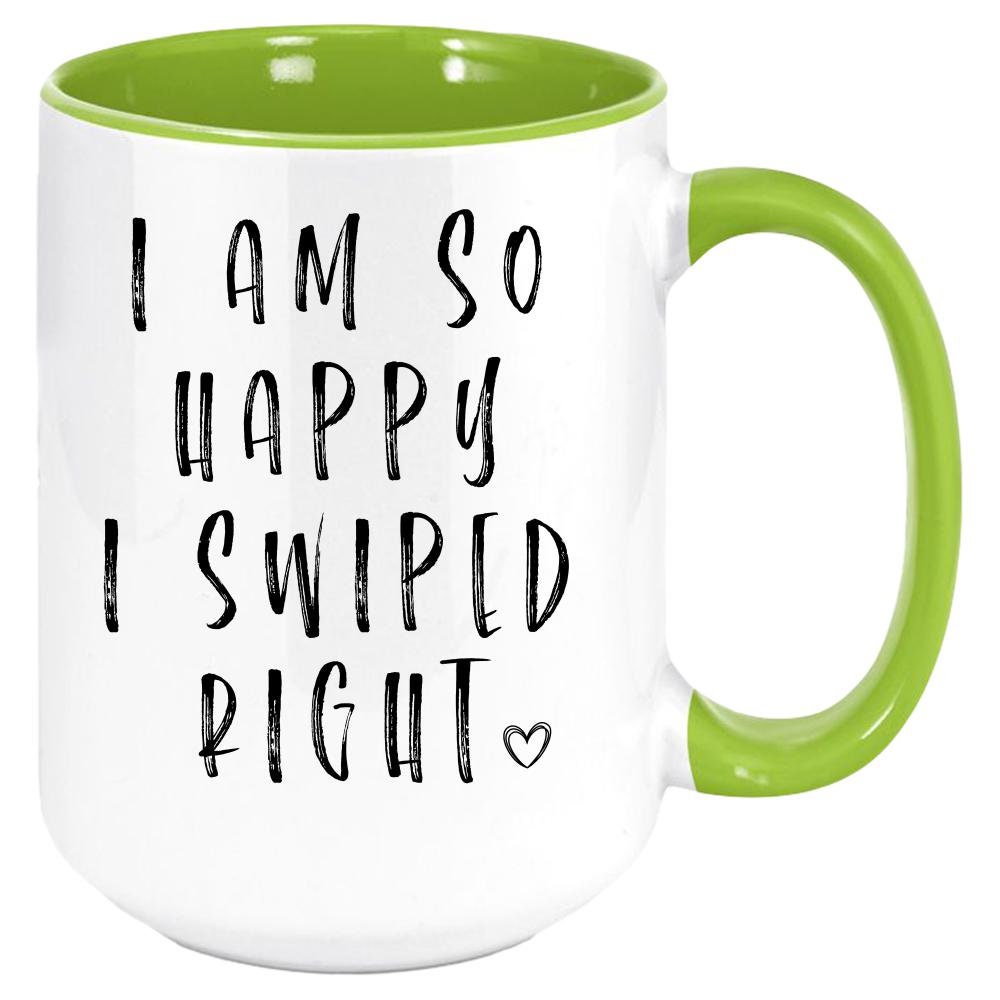 I Am So Happy I Swiped Right - Valentines Day Gift - Anniversary Gift  - Dating App Mug - Swipe Right Mug - Dating App Gift - Colored Mug