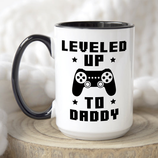 New Dad Coffee Mug Gifts For New Daddy Gamer Dad Mugs Daddy Cups Pregnancy Announcement Gift Ideas Leveled Up To Daddy