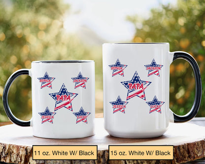 Personalized Dad Mug, Patriotic 4th of July Papa Coffee Mug, Custom Kid's Name Coffee Cup, Gift For Dad, Independence Day Gift