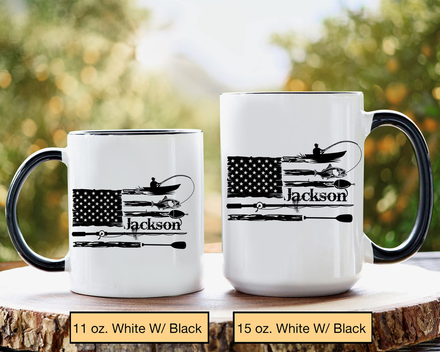 Personalized Fishing Mug, Fishing US Flag Mugs, American Flag Coffee Mug, Custom Name Coffee Cup, Gift for Grandpa, Dad, Husband, Fisherman