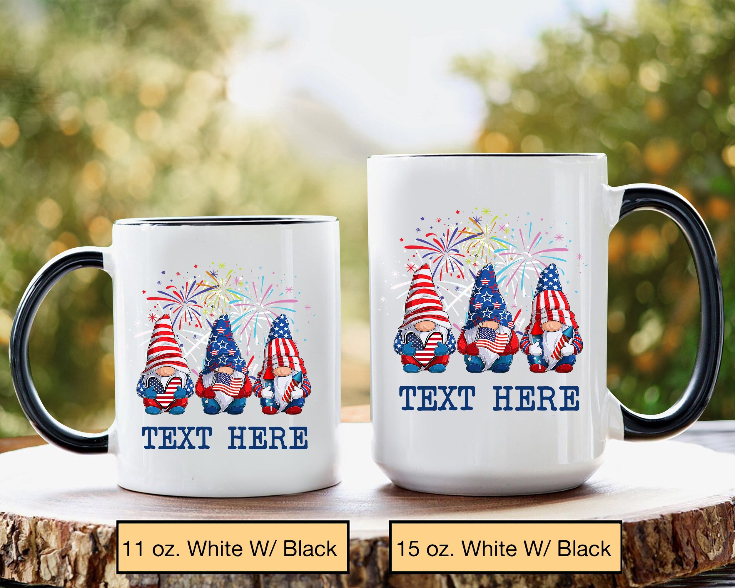 Personalized Grandma Mug, America Sunflower Mug, Patriotic 4th of July Nana Coffee Mug, Custom Kid's Name Coffee Cup, Independence Day Gift