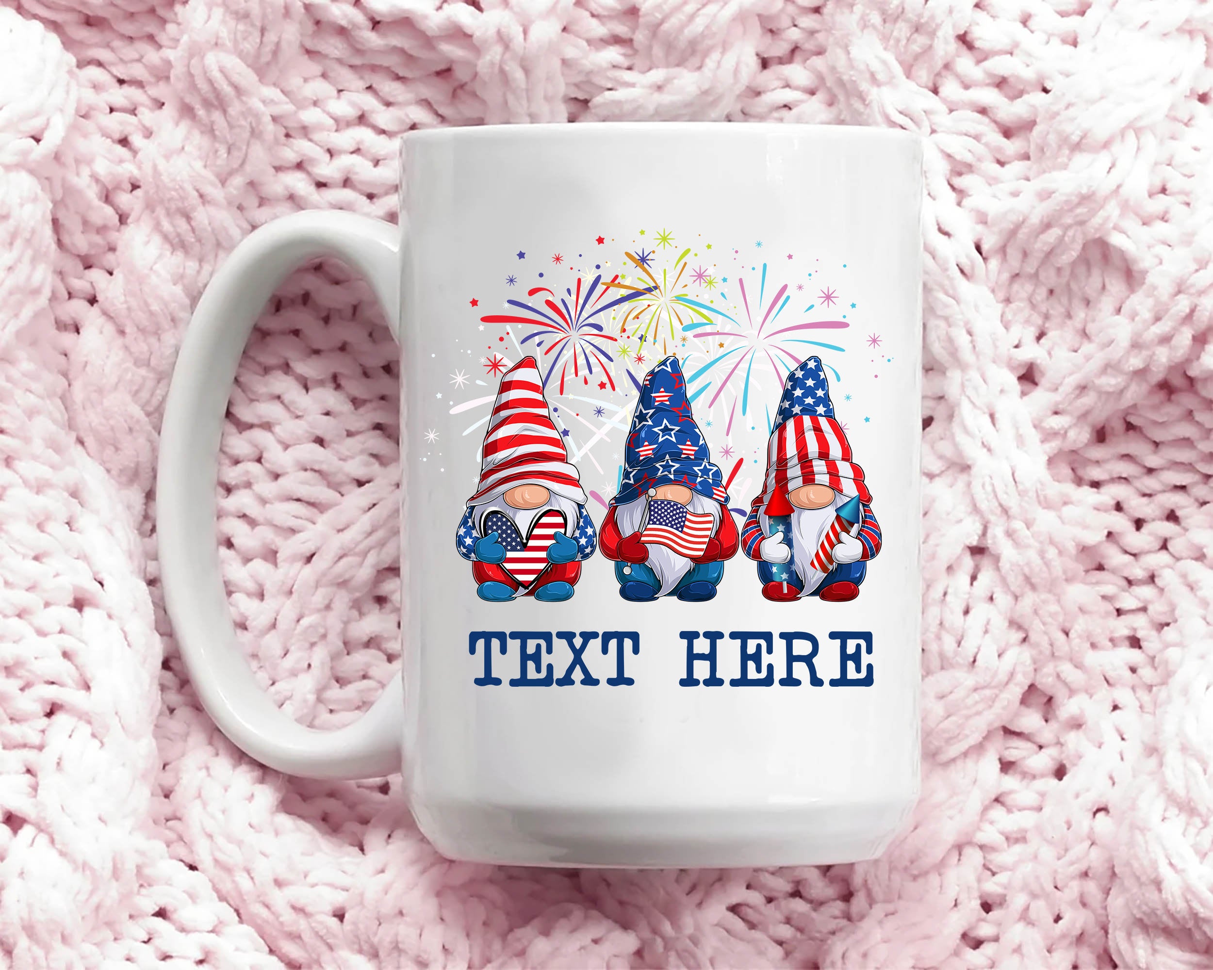 Personalized Grandma Mug, America Sunflower Mug, Patriotic 4th of July Nana Coffee Mug, Custom Kid's Name Coffee Cup, Independence Day Gift