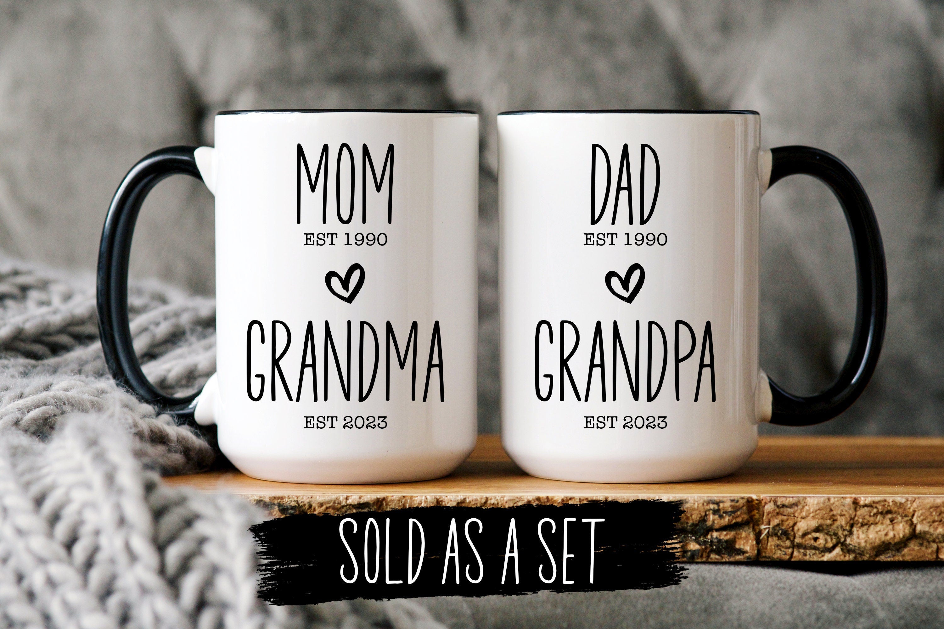 Pregnancy Announcement Grandparent Mugs Baby Announcement Grandma Grandpa Mug Set,New Grandma Gift,New Grandpa gift,Baby Announcement